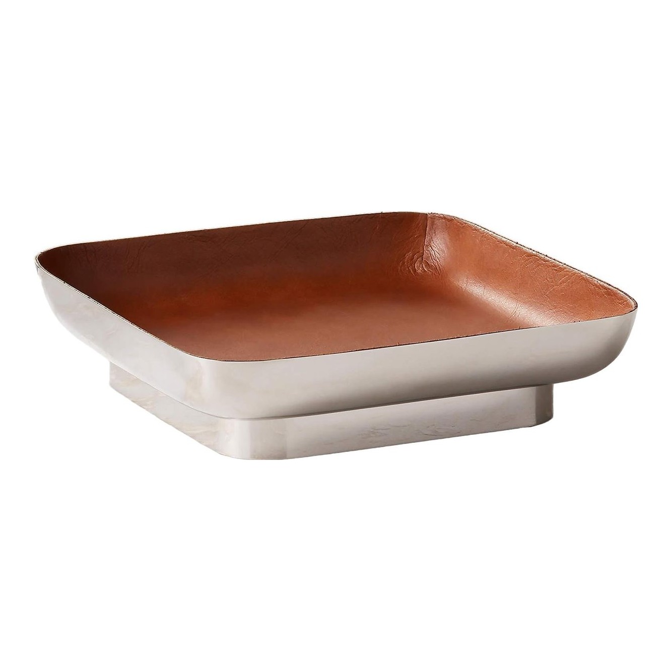 Mitri Stainless Steel And Leather Decorative Tray