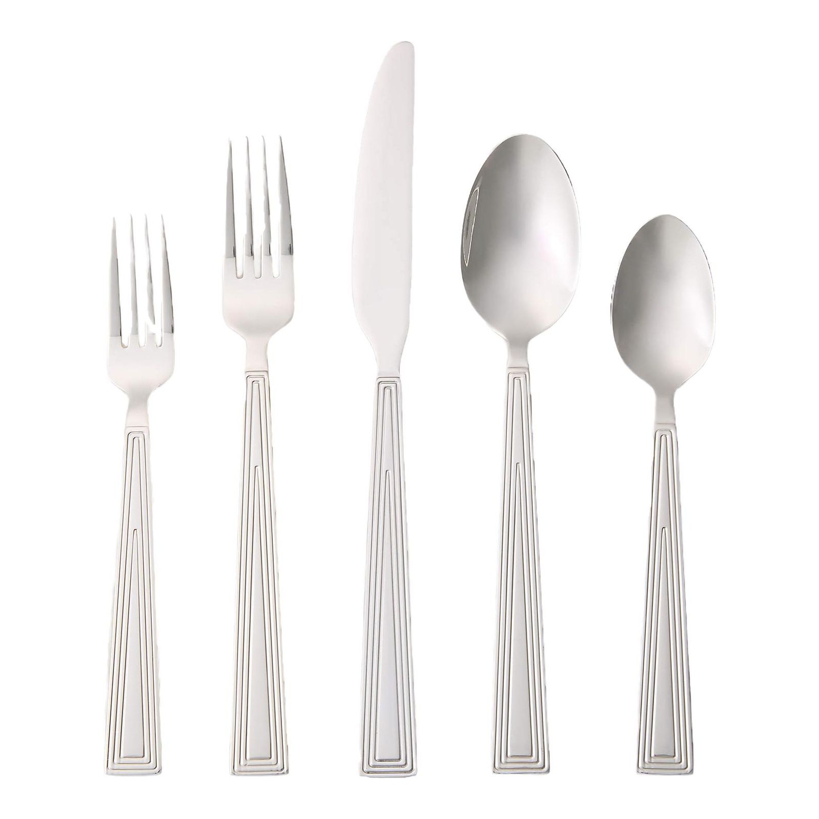 Furrow 20-Piece Polished Silver Flatware Set by Kravitz Design