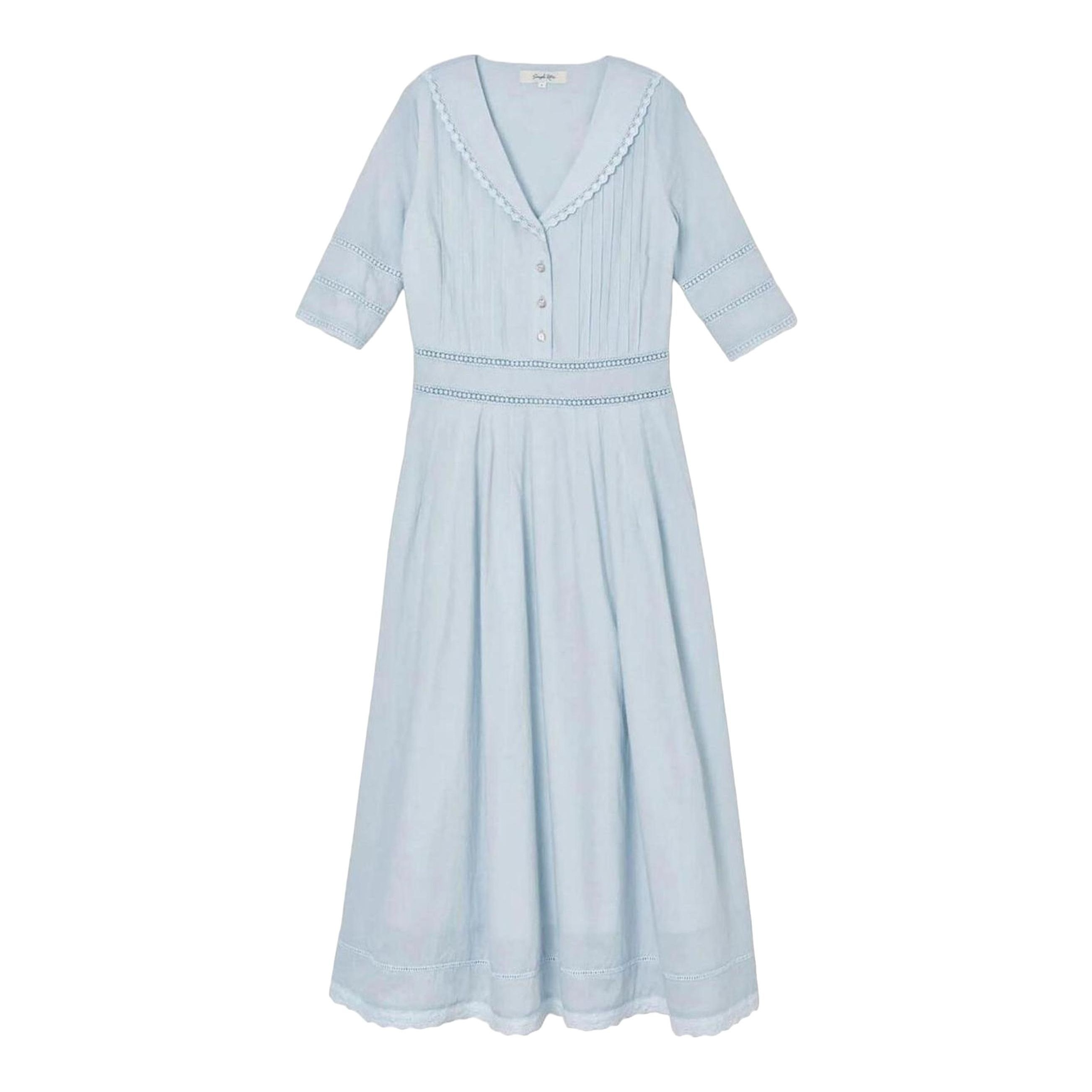 Simple Retro | Rosalina V-Neck Embroidery Cotton Dress