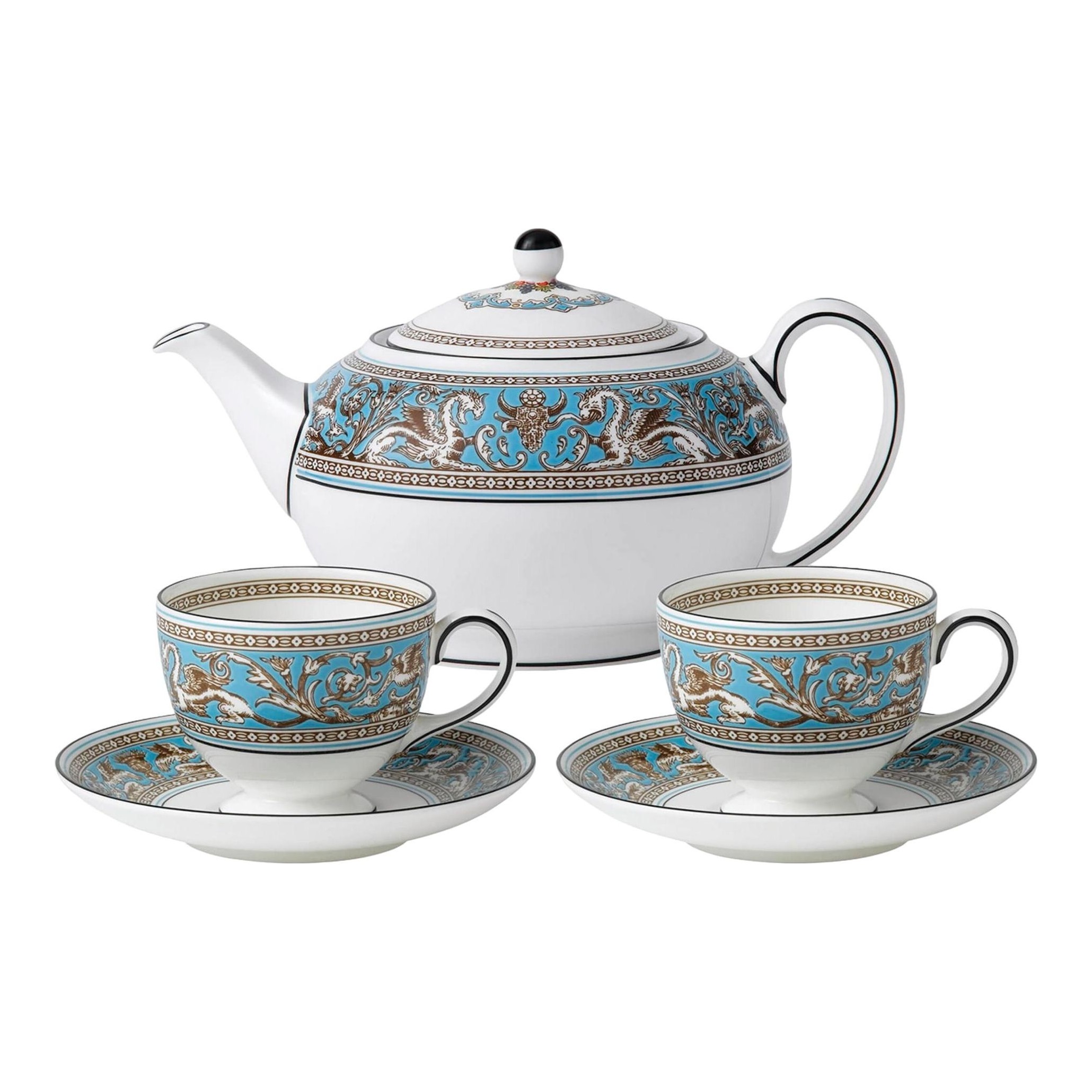 Wedgwood Florentine Turquoise Teacup & Saucer Set
