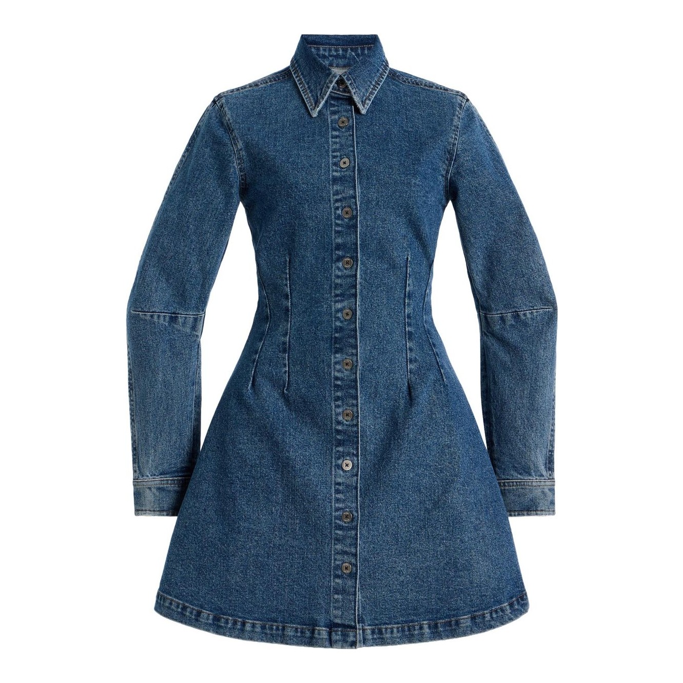 alice and olivia miranda denim mini dress Alice + Olivia Miranda Mini Denim Dress in Albee Vintage Blue