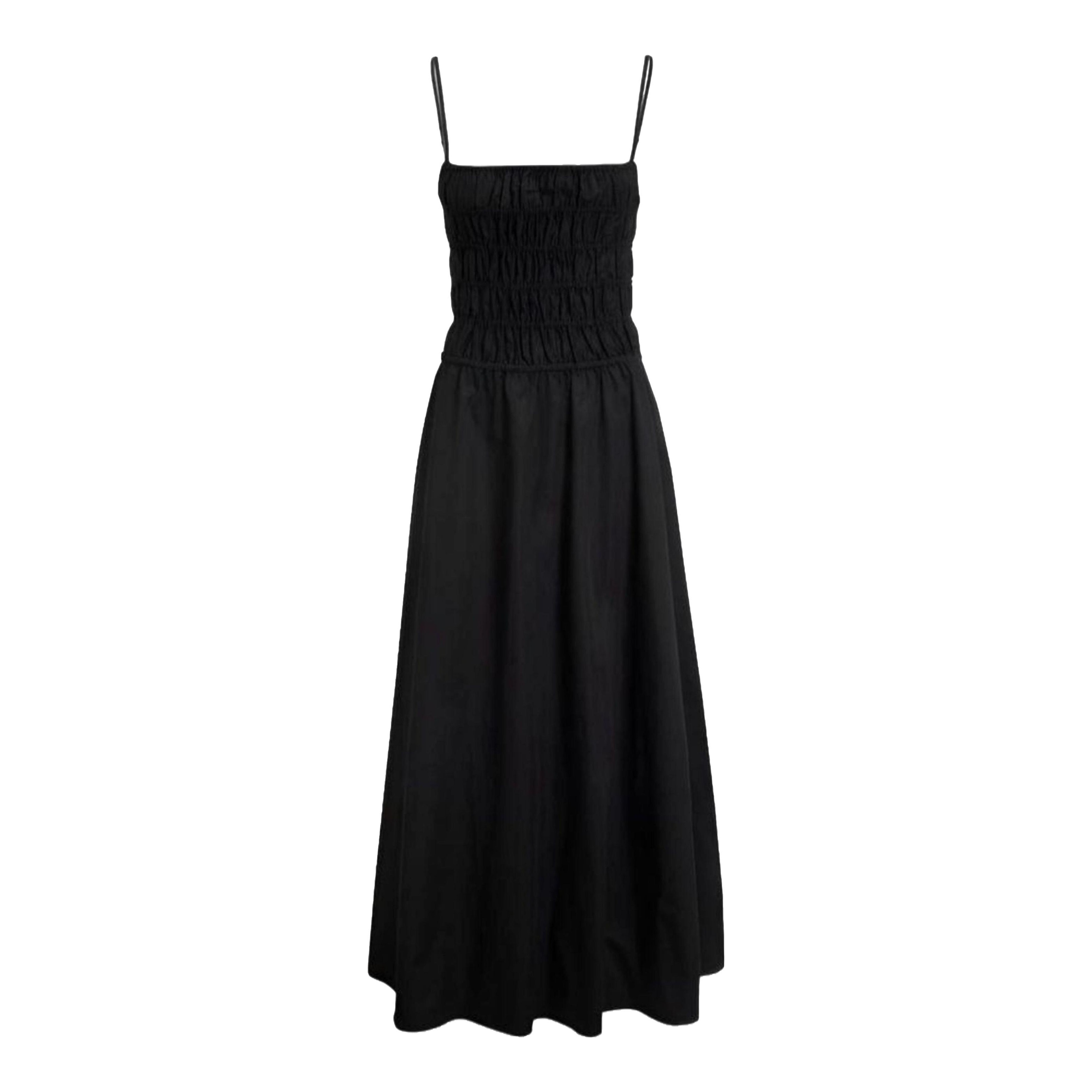 cos striped gathered waist midi dress COS