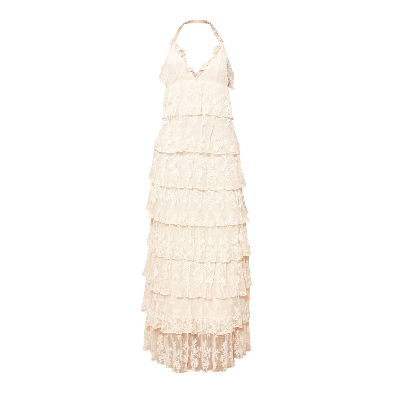 chinese dress ladies Mireya Ruffle-Trim Halterneck Gown in Soft Pink main image 0