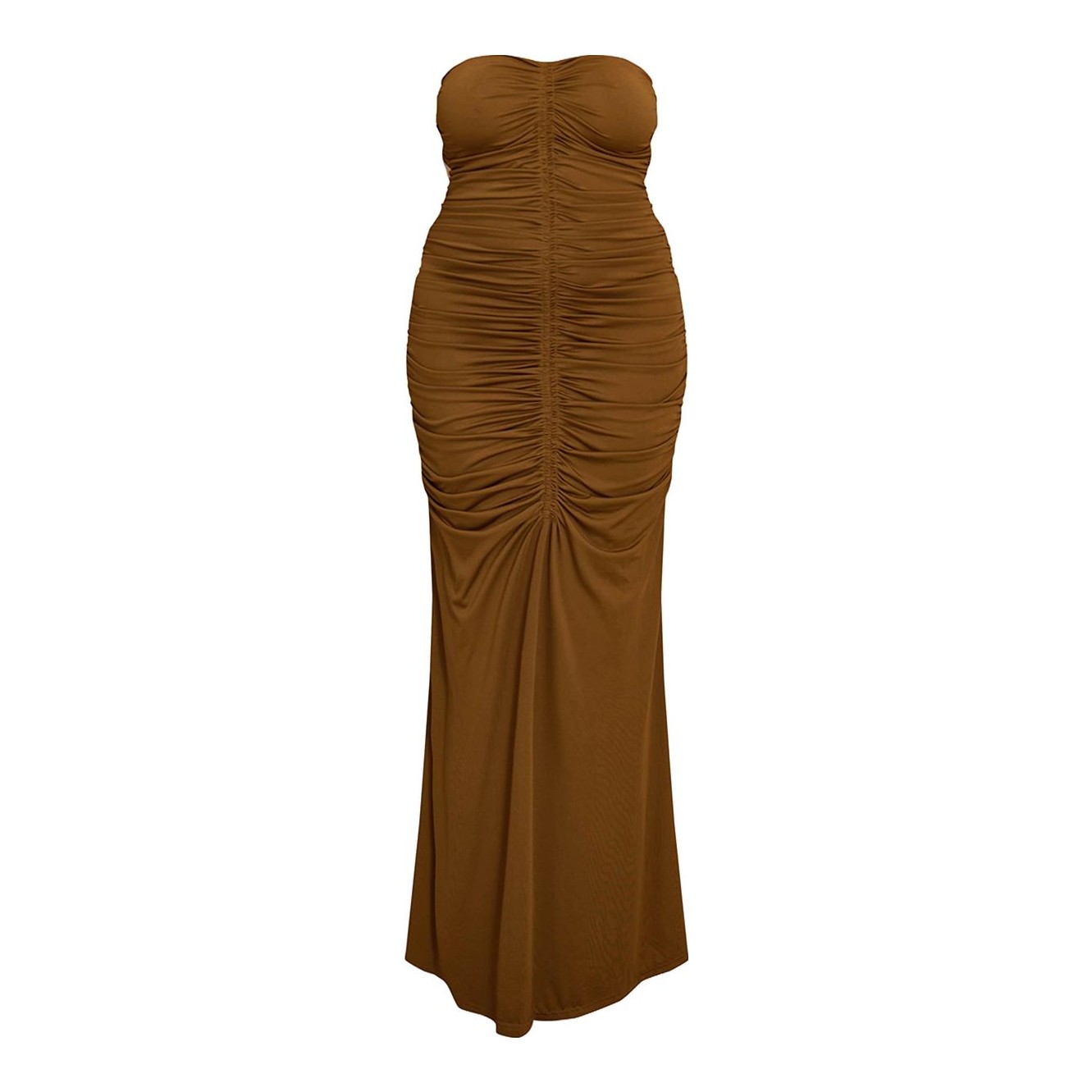 knee length dresses for ladies Square Neck Ruched Corset Fishtail Evening Maxi Dress