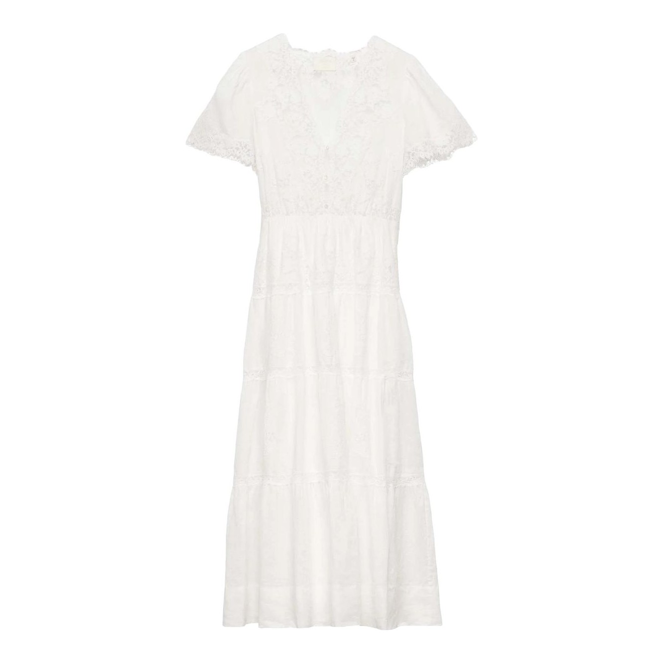 knee length dresses for ladies Forget Me Not White Eyelet Short Sleeve Midi Dress main image 0
