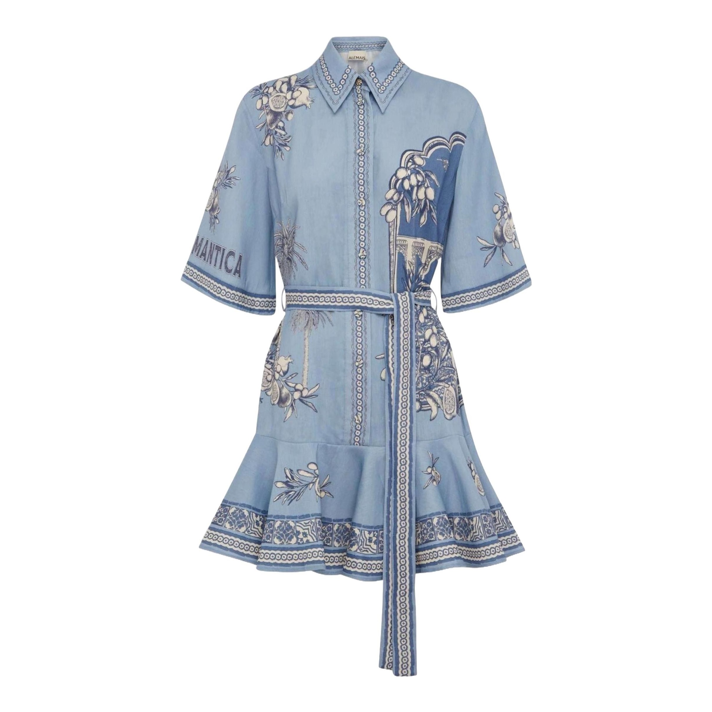 green emerald velvet dress ALÉMAIS Mina Embroidered Mini Dress White main image 0
