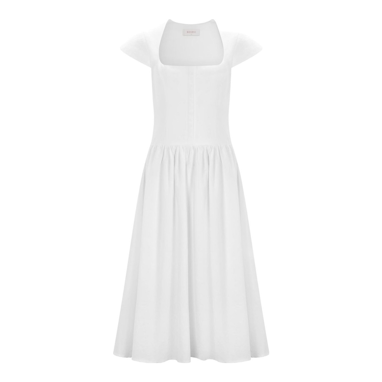 keely cotton cap sleeve mini dress Venus bridal ensemble featuring ivory satin corset, A-line chiffon skirt  with train, and starry Feyre Sleeves by Boom Blush main image 1