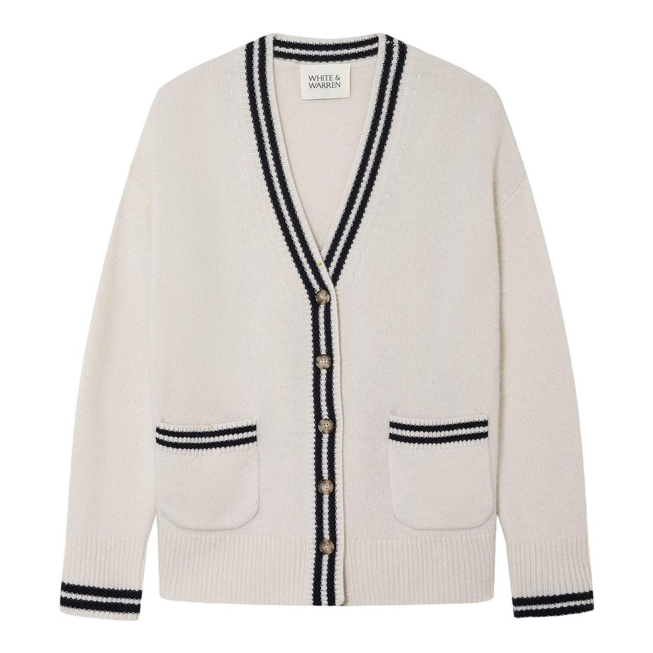 WHITE & WARREN - Cashmere Varsity Cardigan 