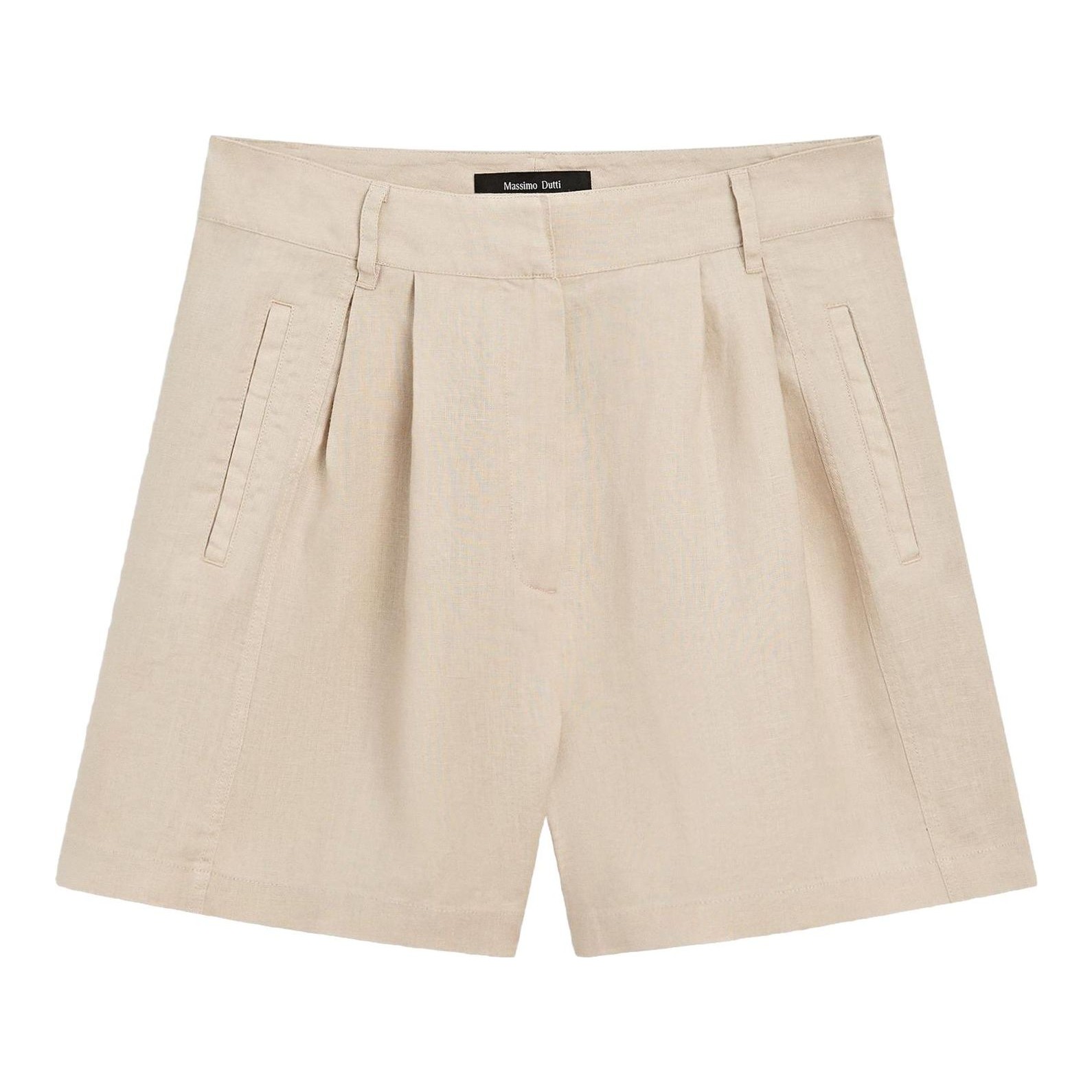 100% Linen Long Bermuda Shorts with Darts