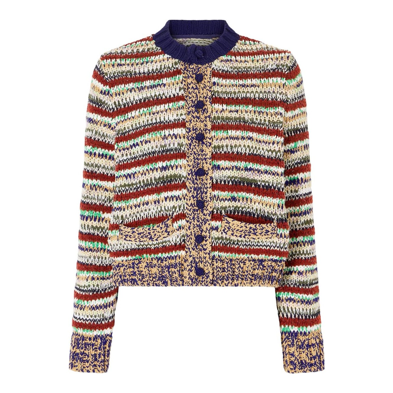 SACAI - Striped Cotton-Blend Cardigan