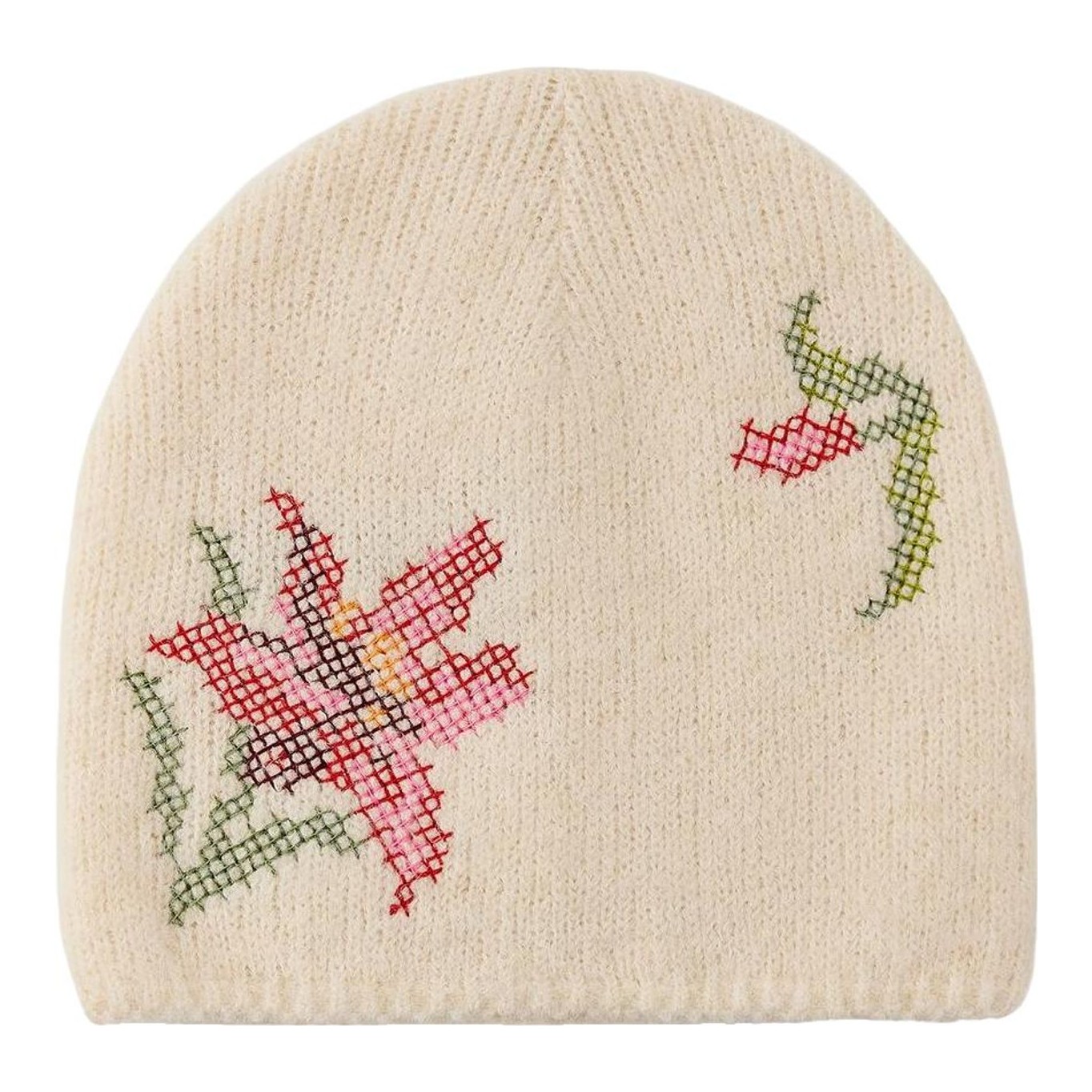 Zara floral embroidery knit hat with wool BEADED FLOWER KNIT BEANIE - Brown | ZARA United States main image 4
