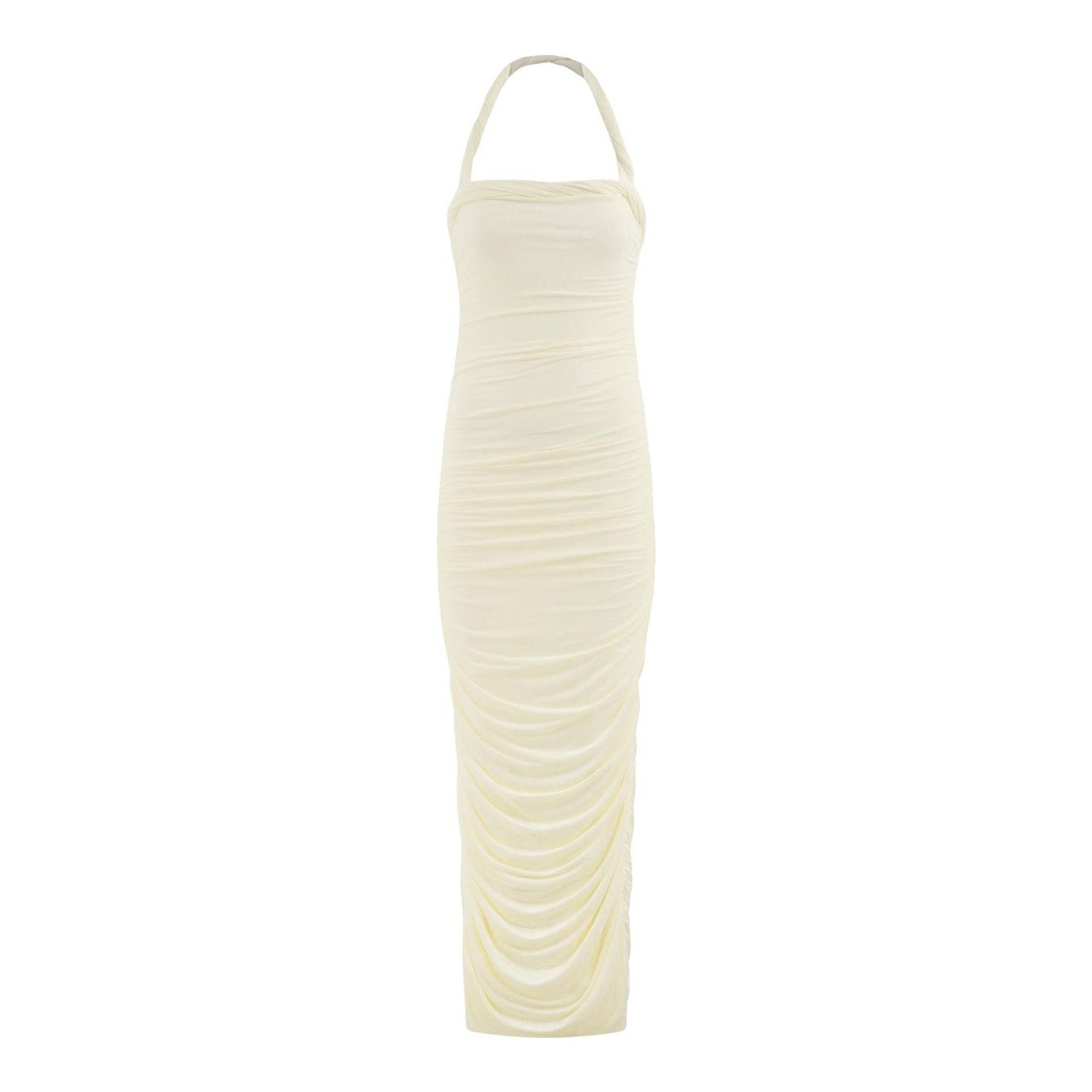 nude strappy mesh ruched midaxi dress Nude Strappy Mesh Ruched Midaxi Dress - Size 10
