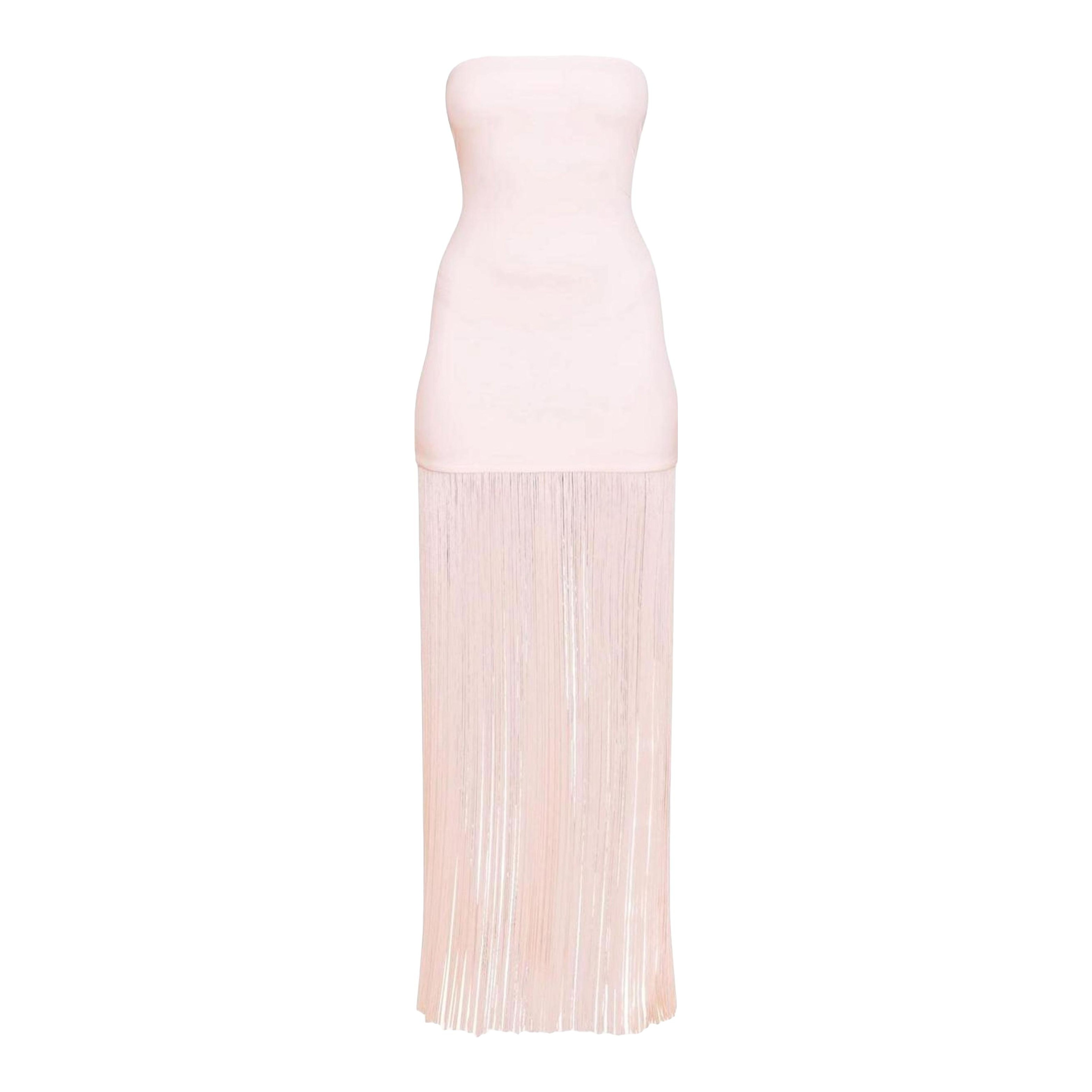 PrettyLittleThing | Soft Touch Bandeau Fringe Maxi Dress