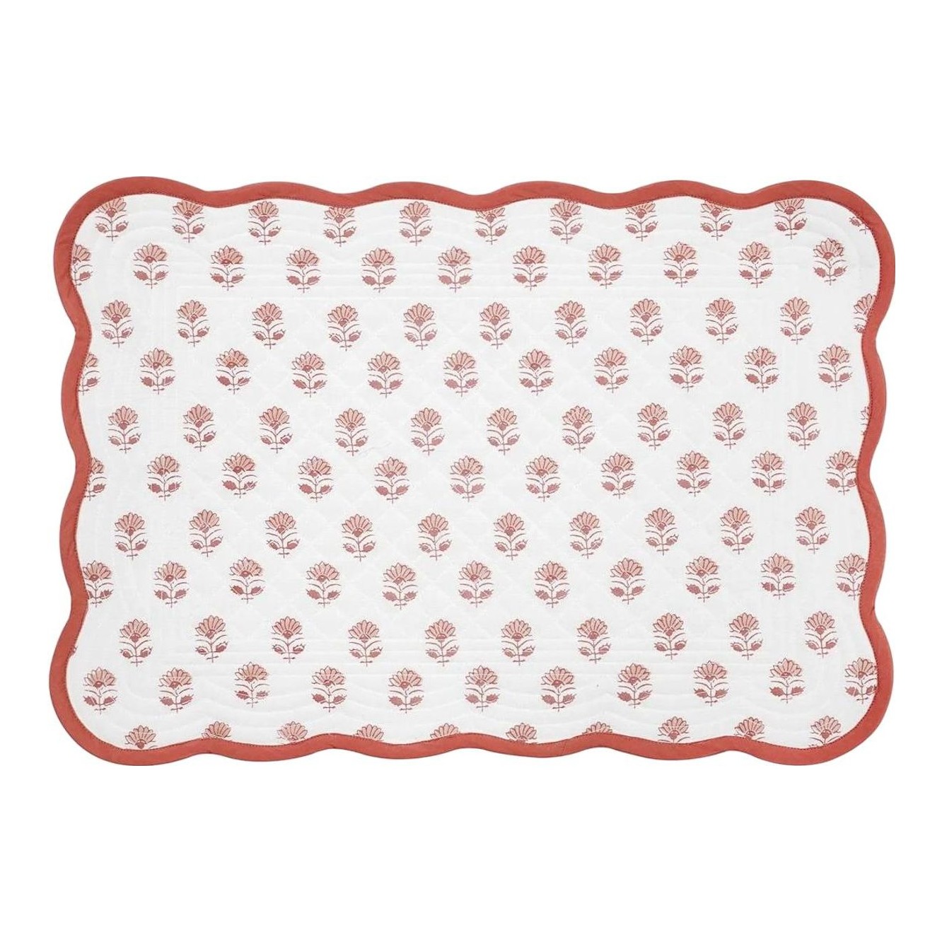 Set of 4 Flower Block Print Rectangle Placemats, 13x19