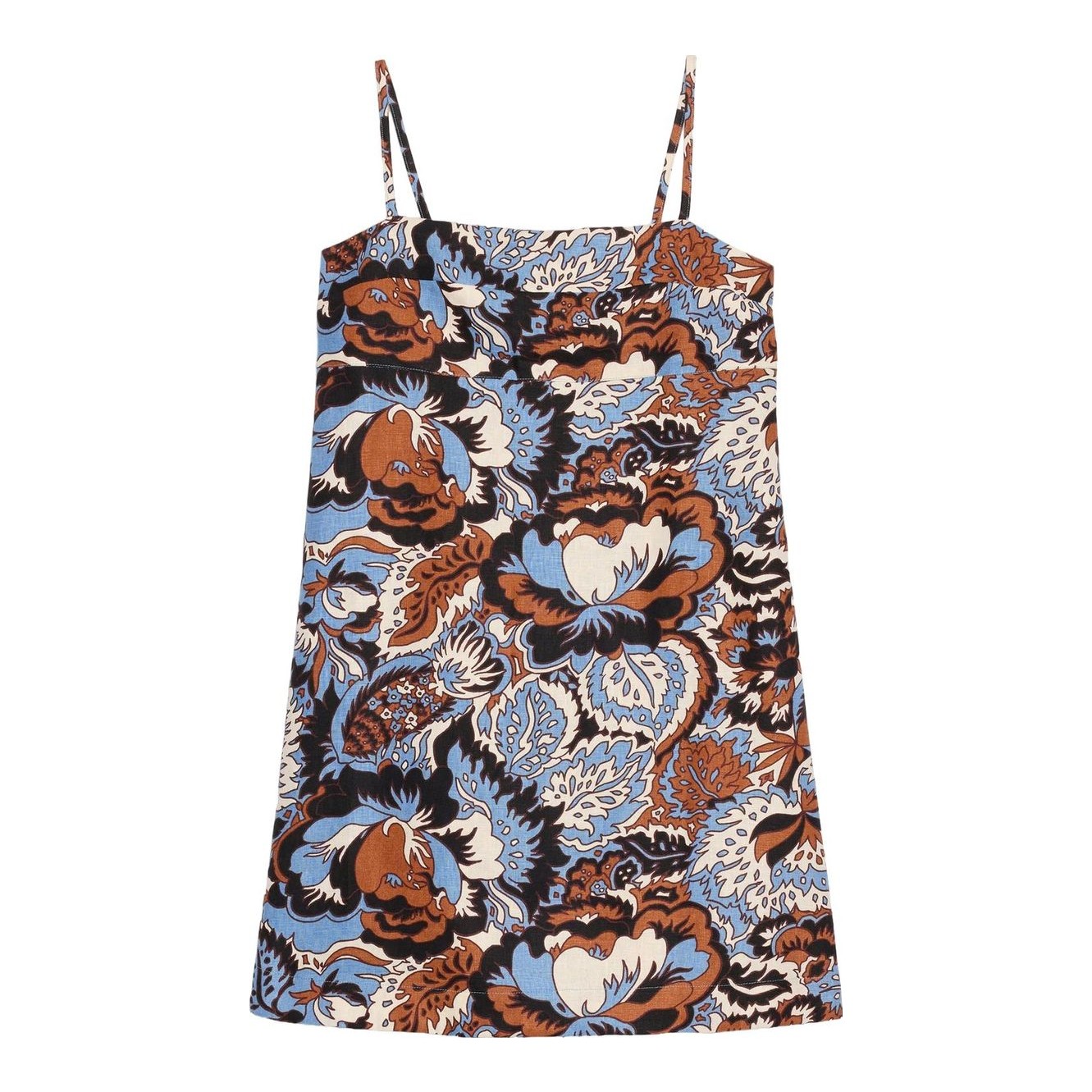 FARM Rio | Belted Printed Linen Halterneck Mini Dress
