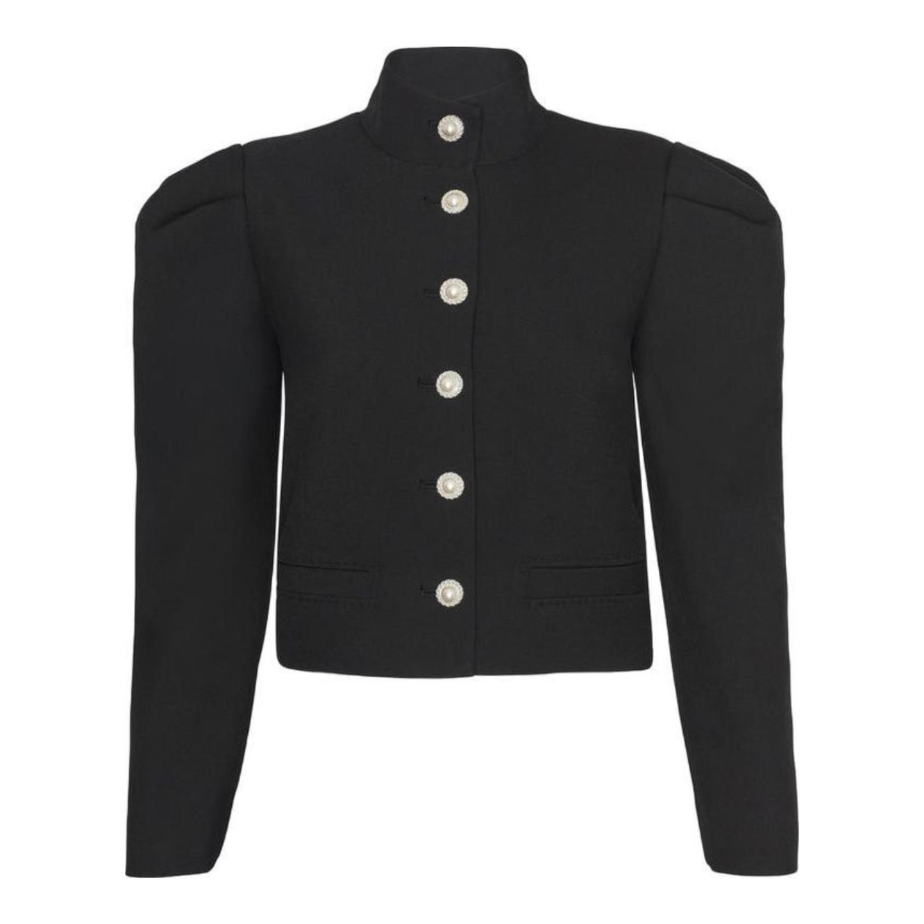 DESTREE | Satin Puff Sleeve Jacket with Pearls Buttons
