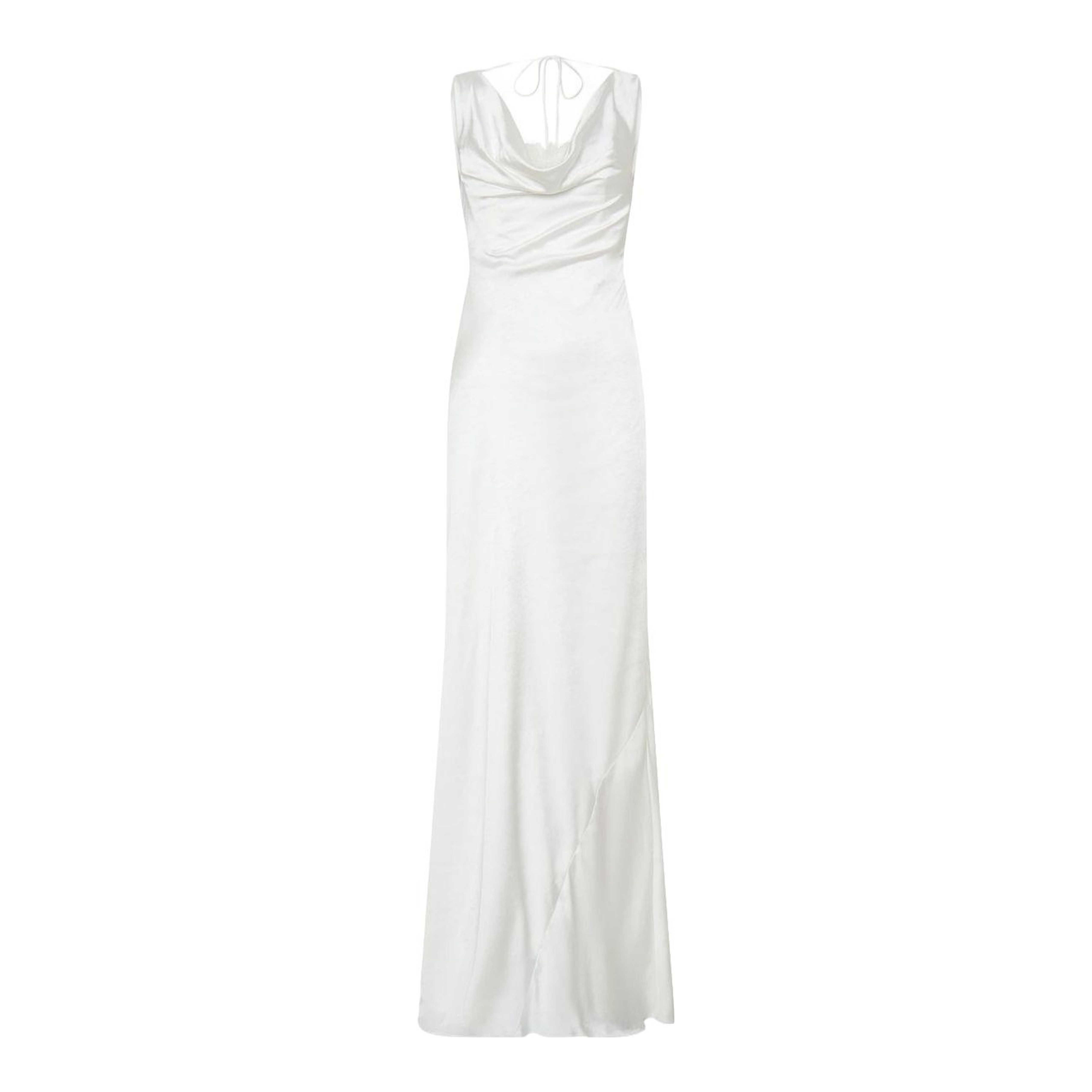 knee length dresses for ladies “Bianca” Halter Lace Maxi Dress -White main image 1
