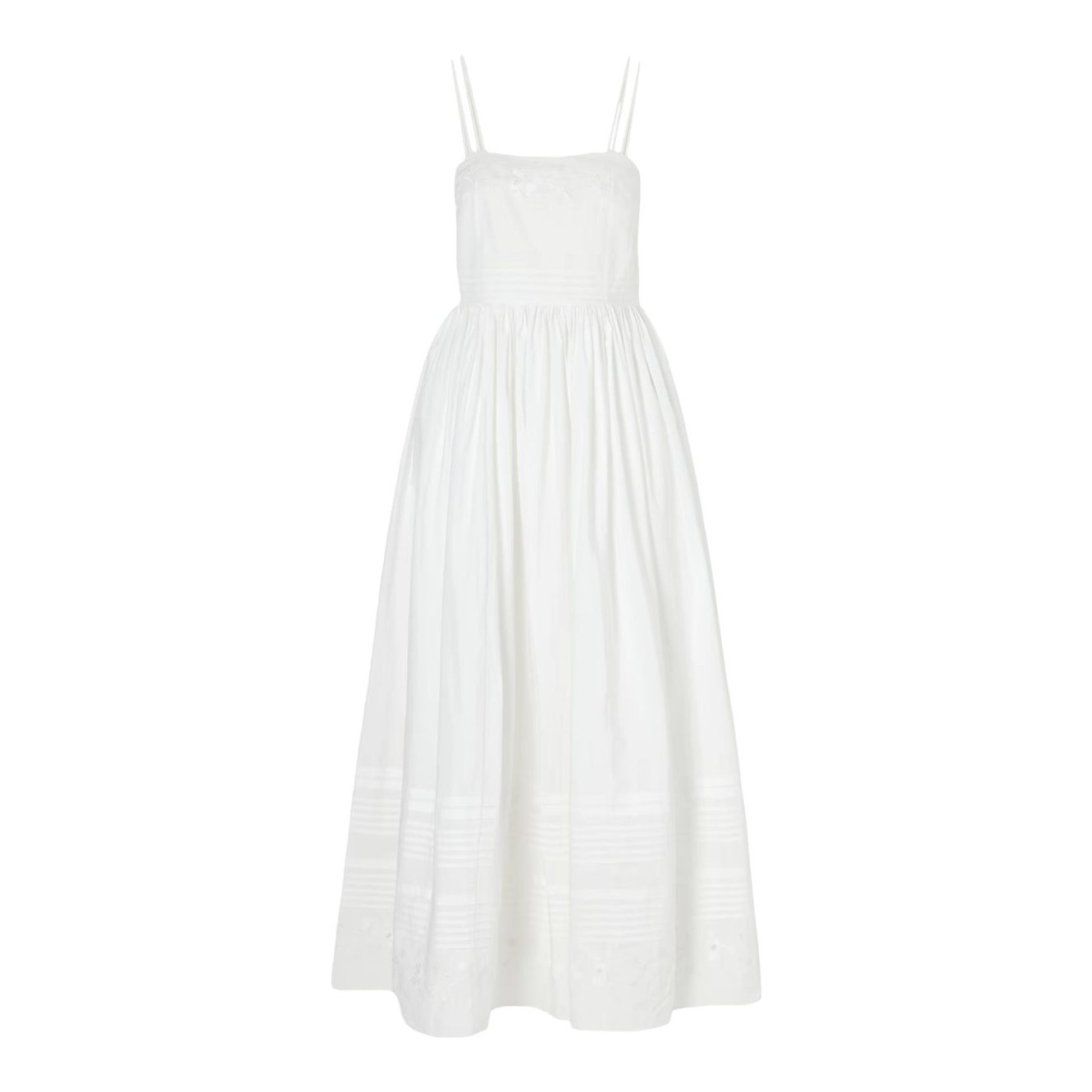 ROTATE | Embroidered Floral Cotton Midi Dress