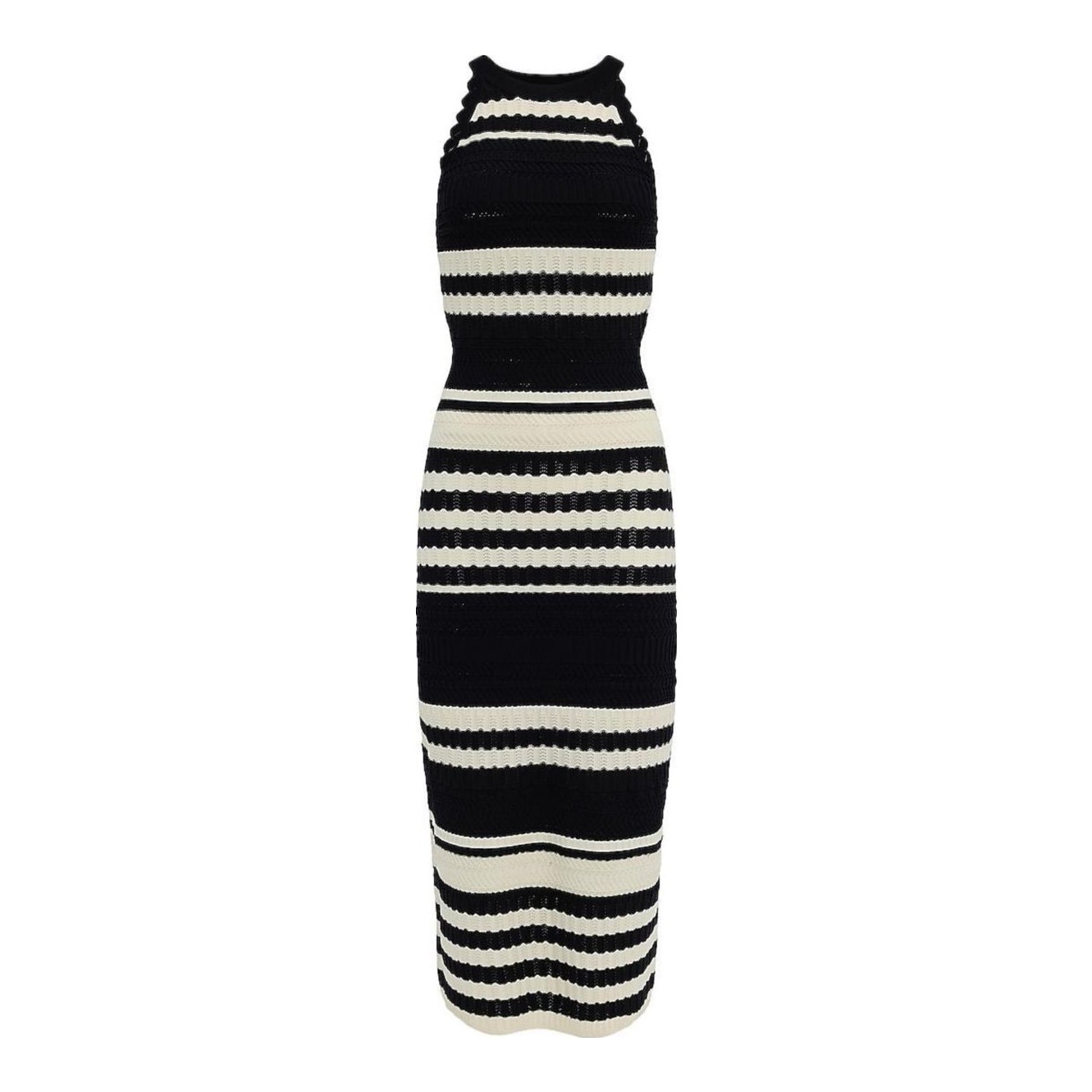 ME+EM | Textured Stripe Halterneck Knit Maxi Dress
