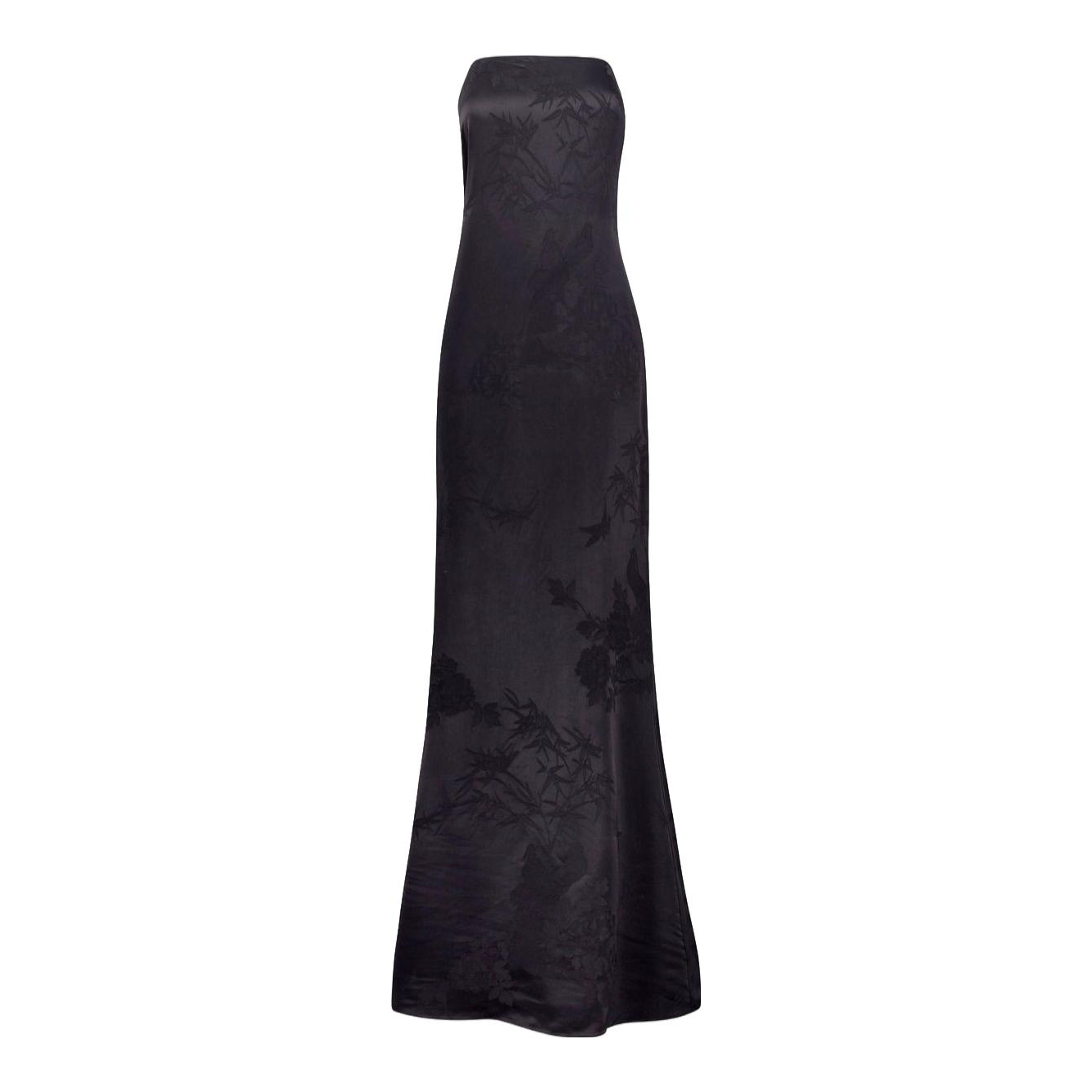 black slinky lace trim split detail maxi dress Elorin Lace Trim Maxi Dress Black