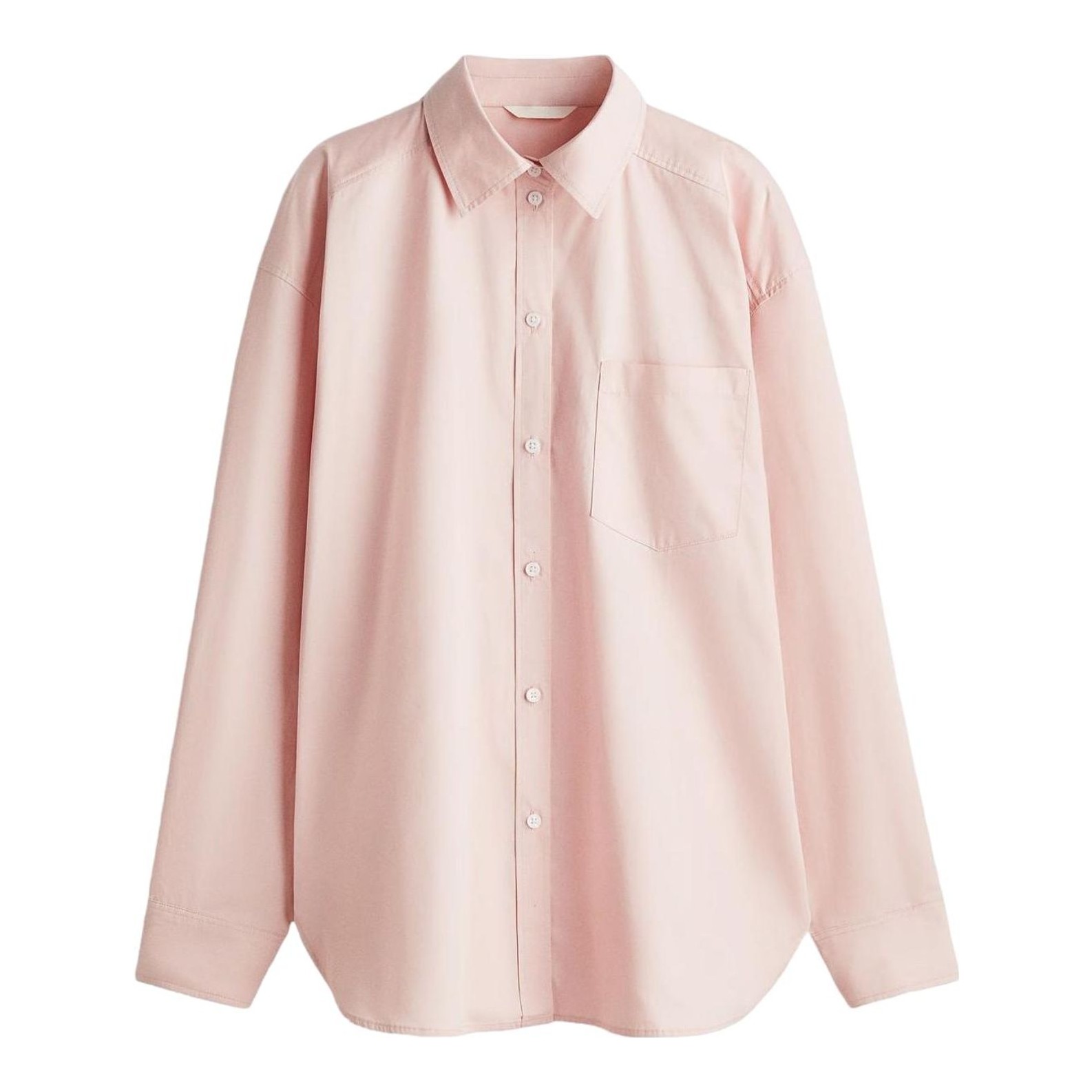 H&M Oversized Cotton Poplin Shirt in white