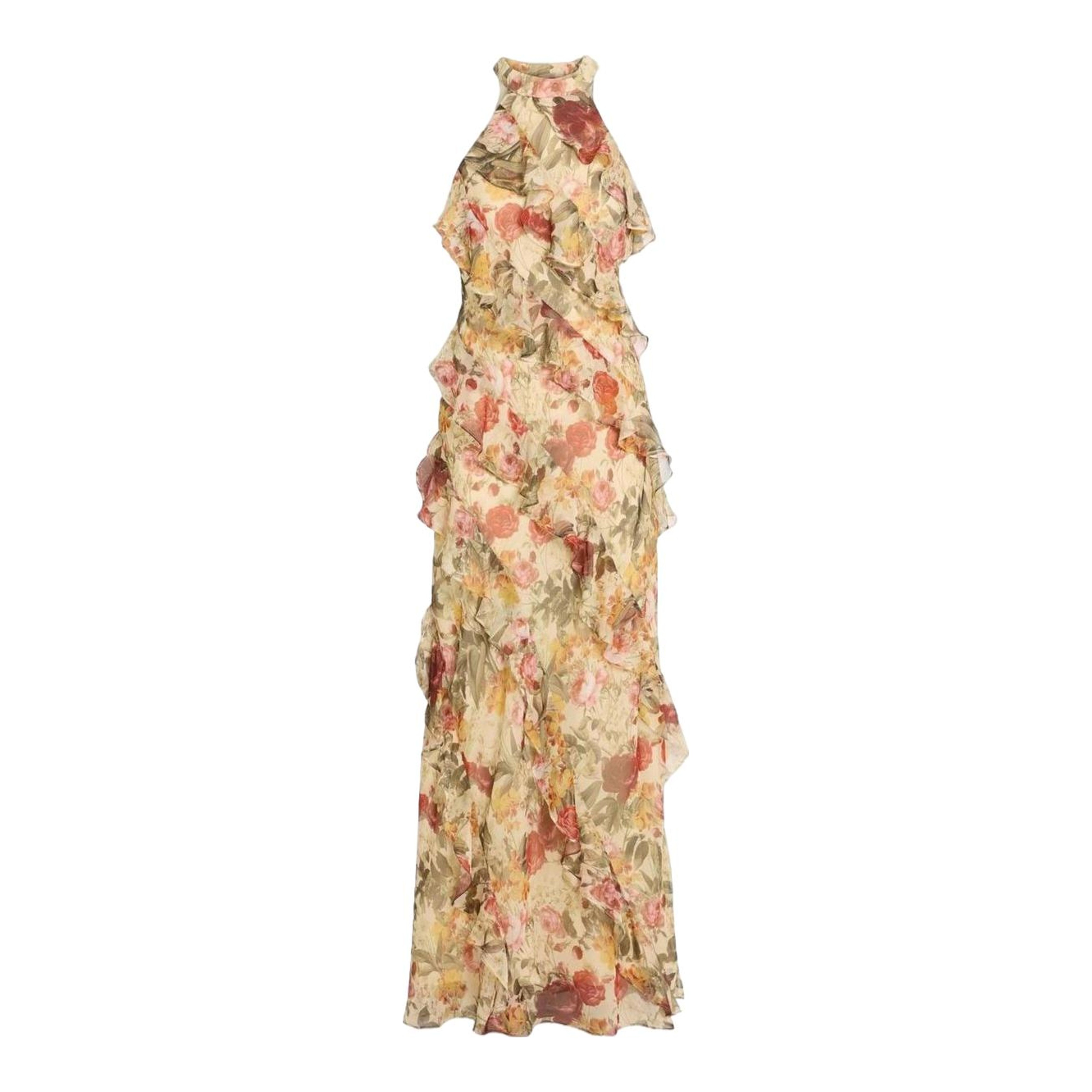 floral tulle halter neck woven maxi dress Karen Millen