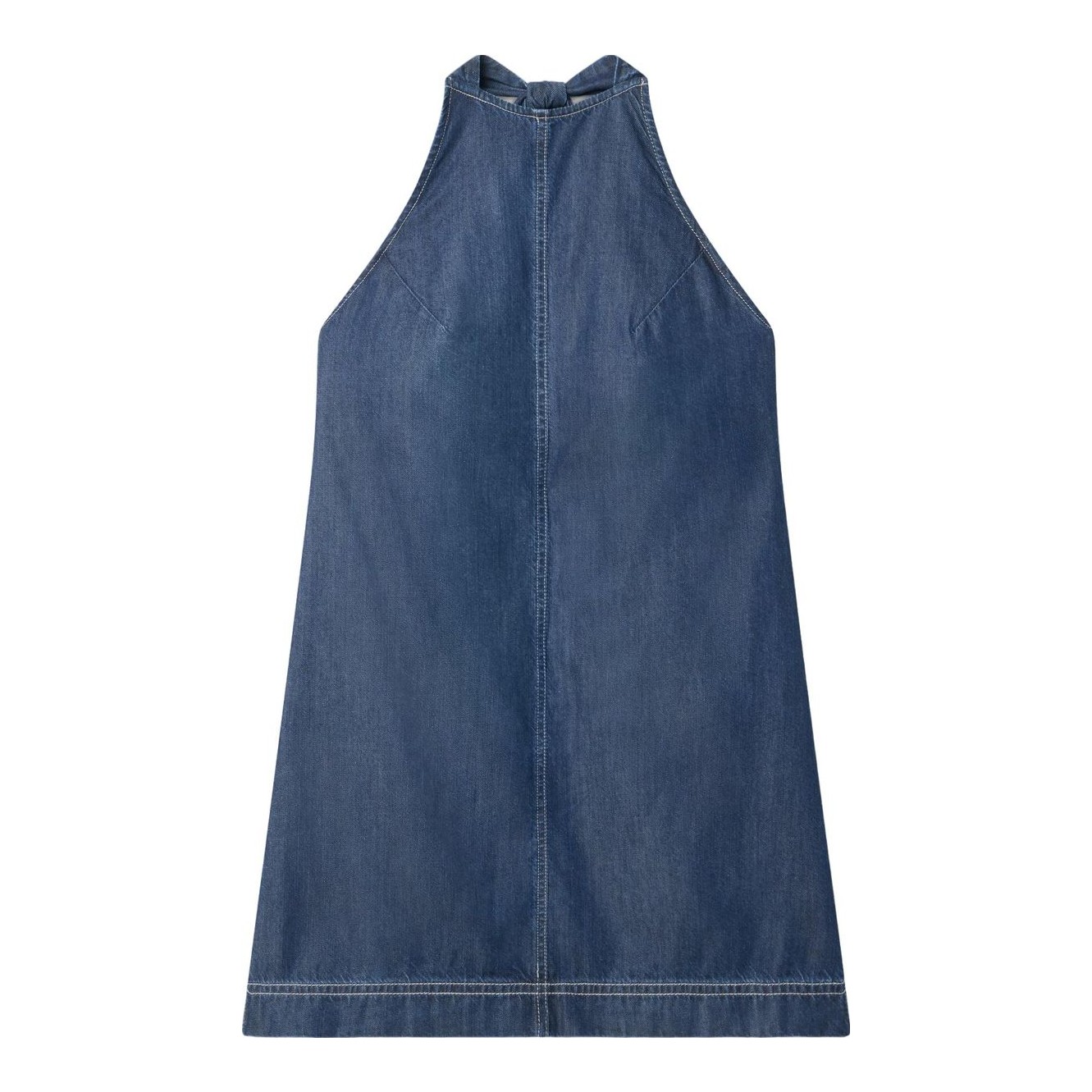 white christmas dresses Medium Wash Denim Mini Shift Dress - Casual Dresses