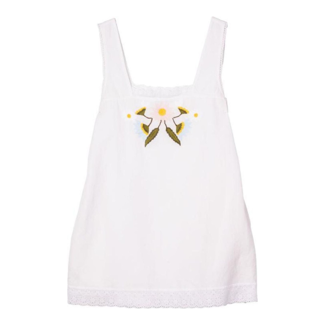 ciao lucia white floral embroidered meissa dress Neroni White Floral Embroidered Linen Dress – Ciao Lucia main image 0