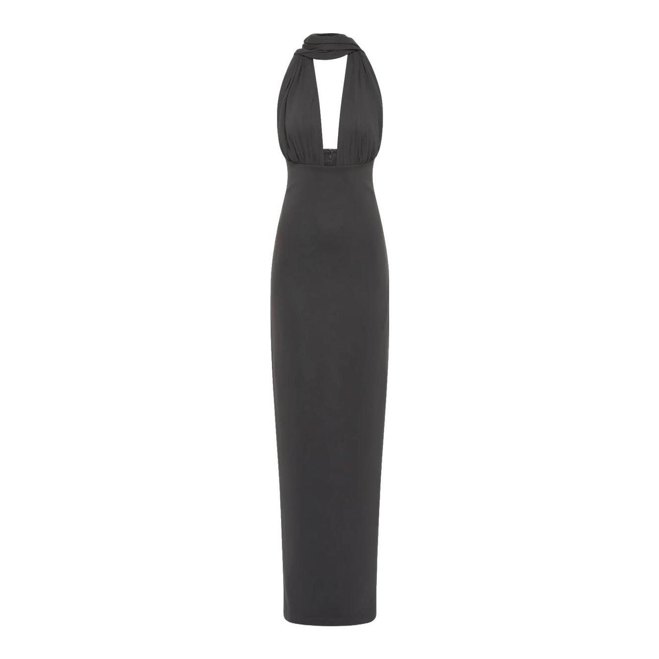 MESHKI | Claire Satin Drape Back Maxi Dress with Split
