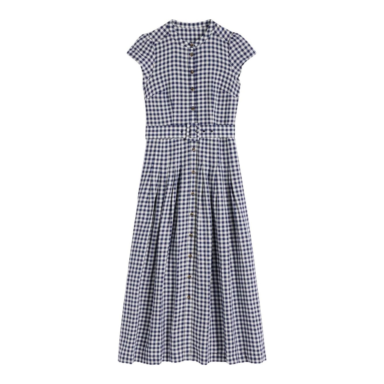 chinese dress ladies Annet Linen Blend Midi Dress-Ivory Painted Dot Spaced main image 0