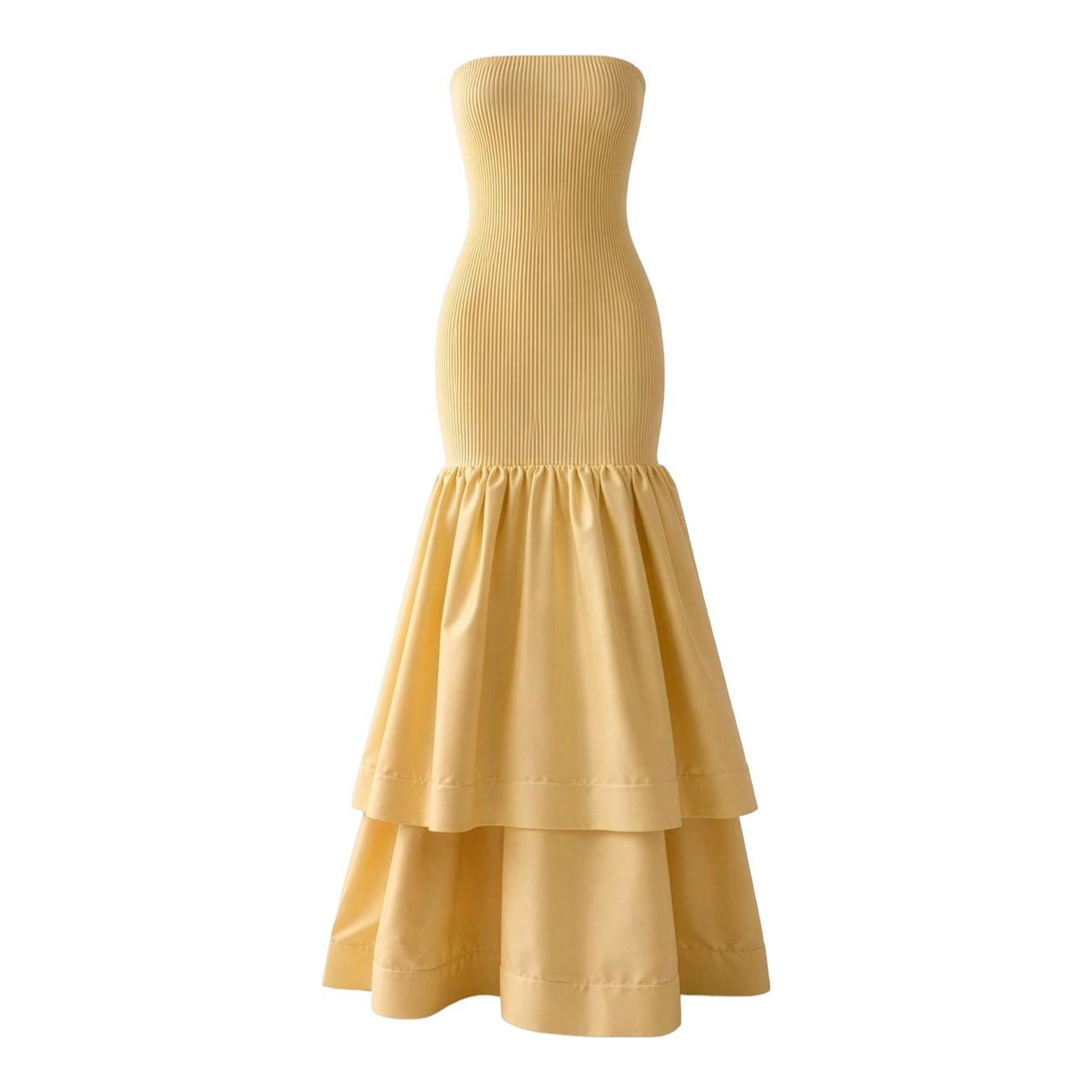 l idée carrie halter drop waist tiered maxi dress Karielle Asymmetric Drop Waist Maxi Dress Butter main image 0