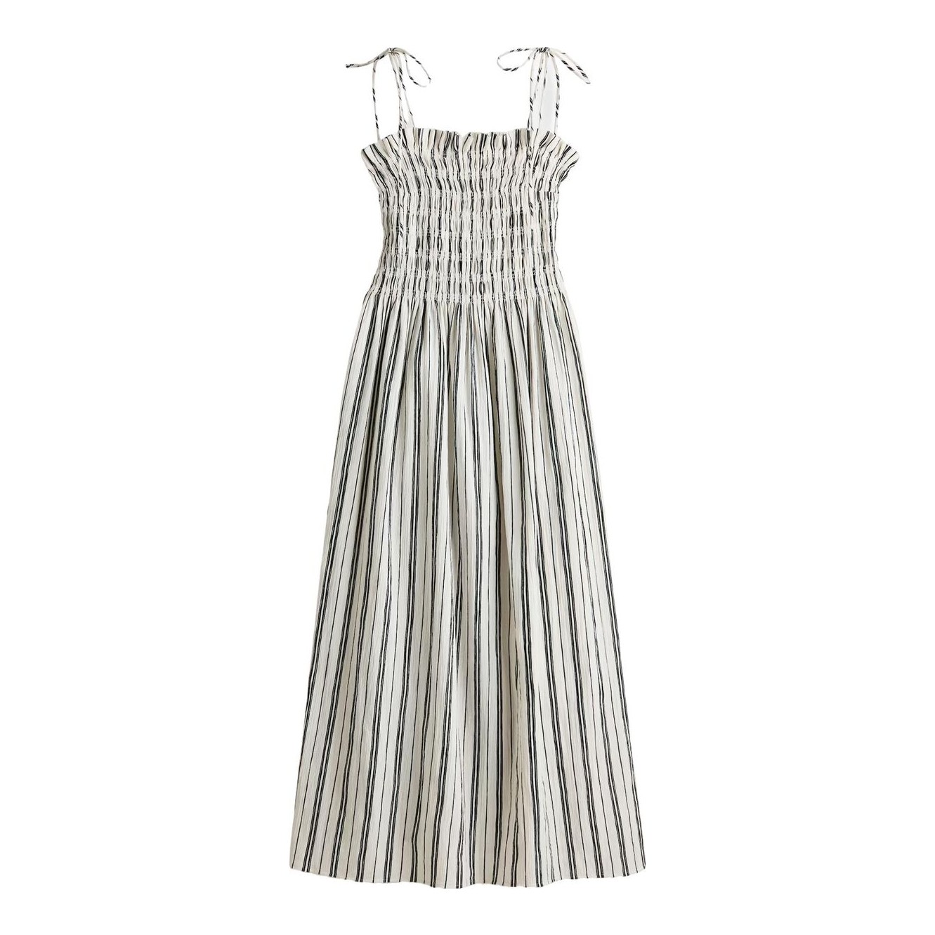 cos striped gathered waist midi dress Striped Gathered Waist Midi Dress