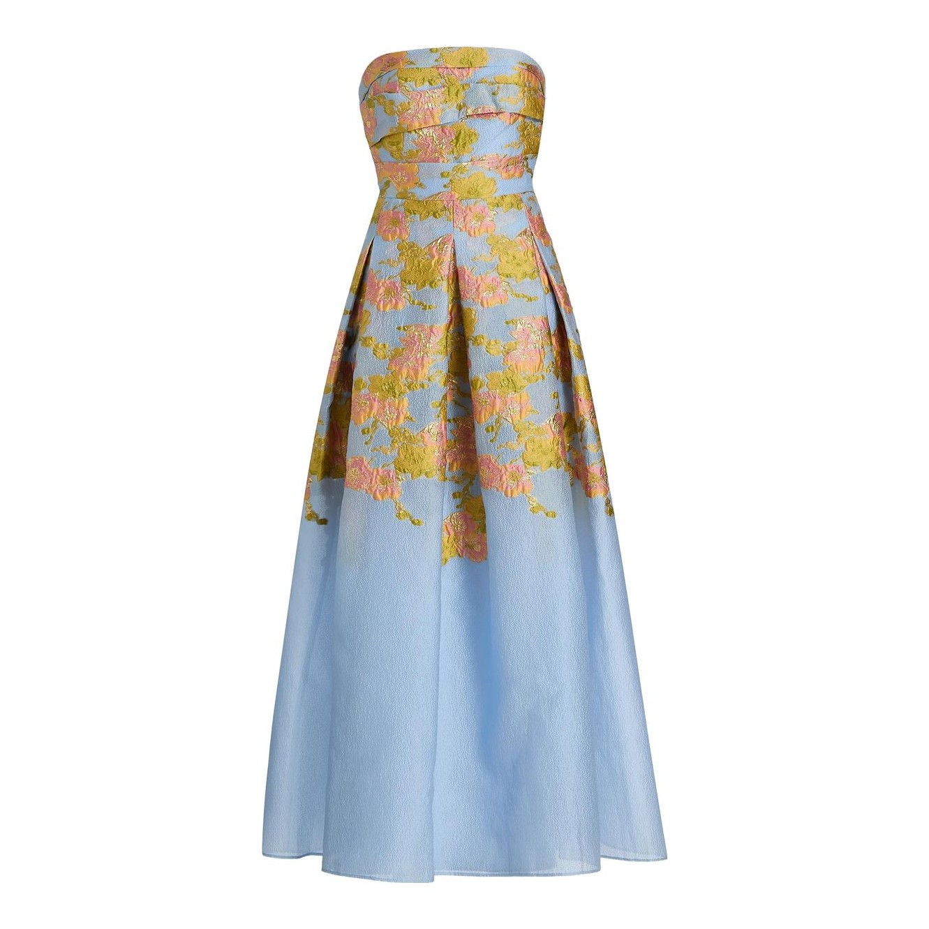 knee length dresses for ladies The Kennedy Dress in Slate Blue Cheverny Brocade main image 1