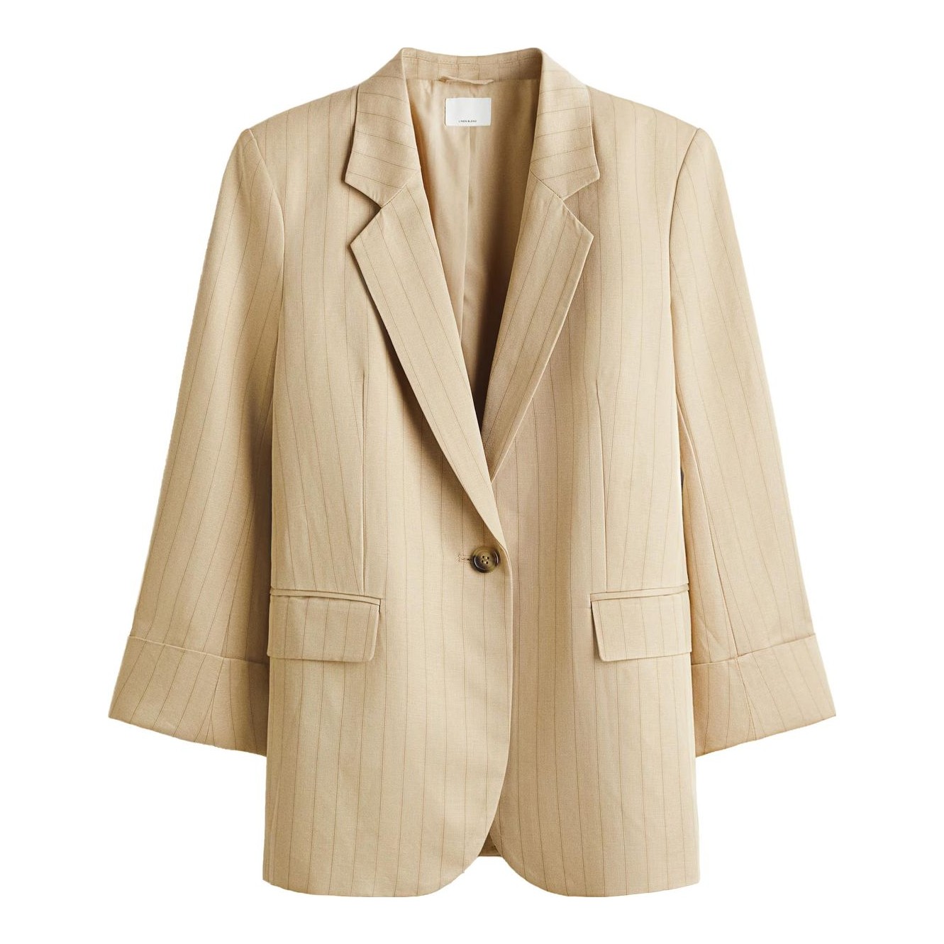 H&M Linen-Blend Blazer in light beige