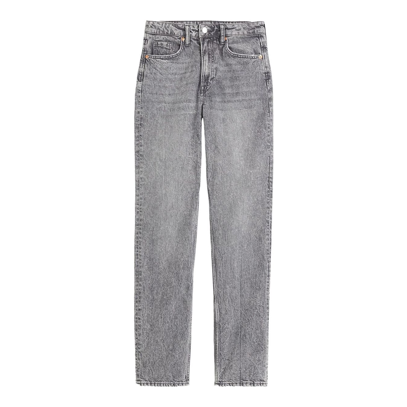 H&M High-Rise Slim Straight-Leg Jeans in denim blue