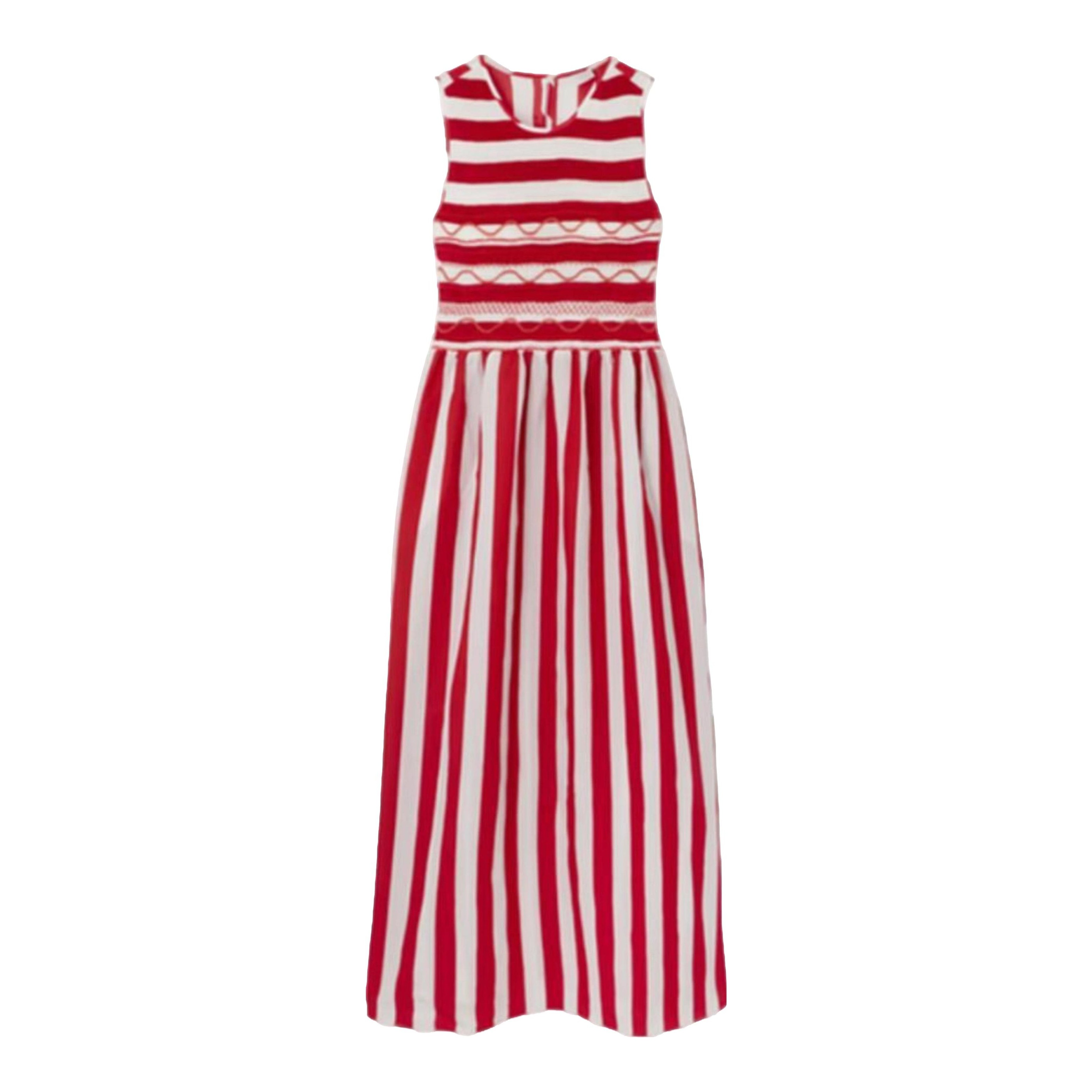 Loretta Caponi | Embroidered Striped Cotton-Poplin Maxi Dress
