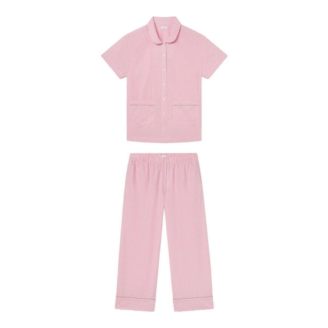 Poplin Piped Shorts Set