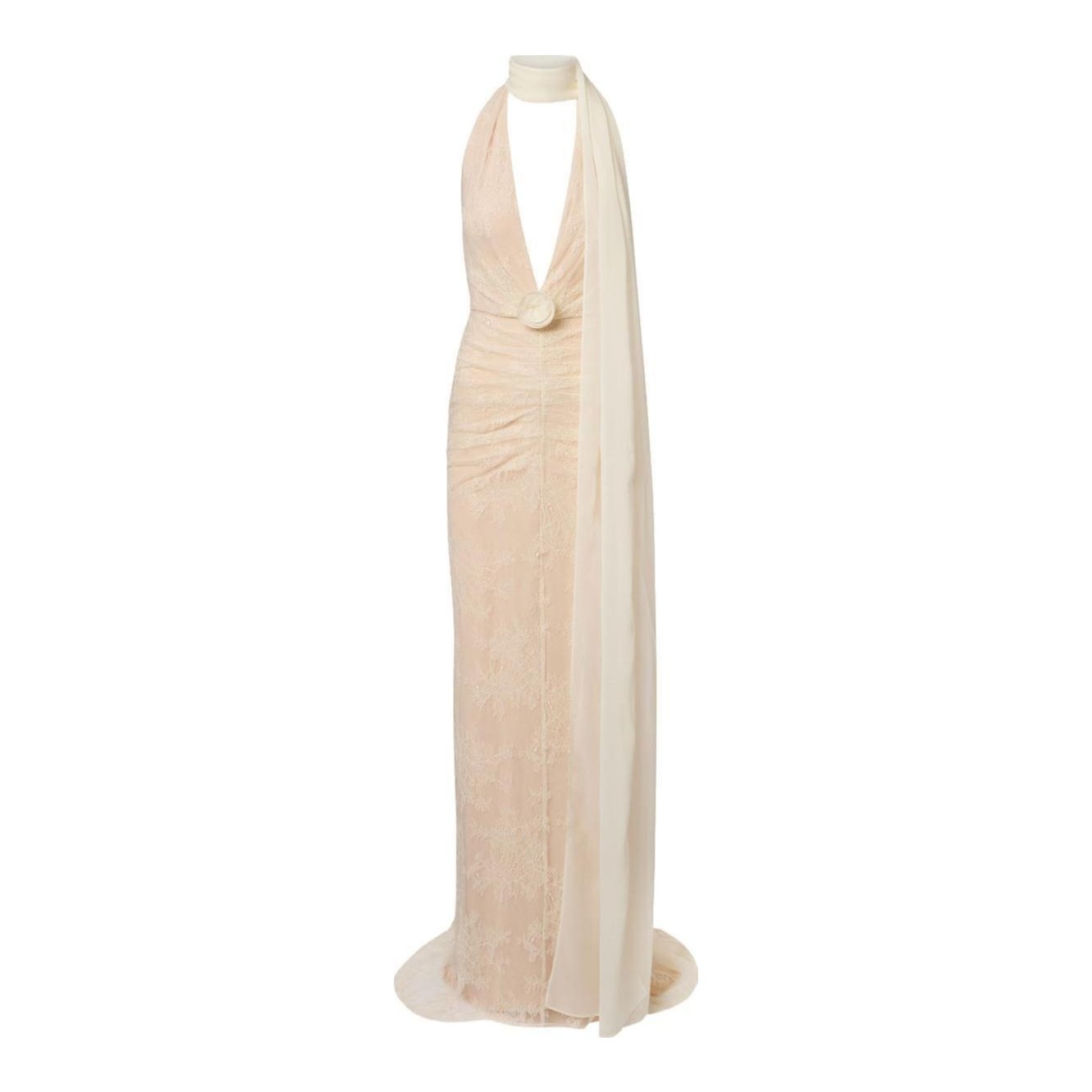 fitted lace wedding dress HERMOSA MAXI DRESS IN IVORY LACE – DE LA VALI OFFICIAL main image 1