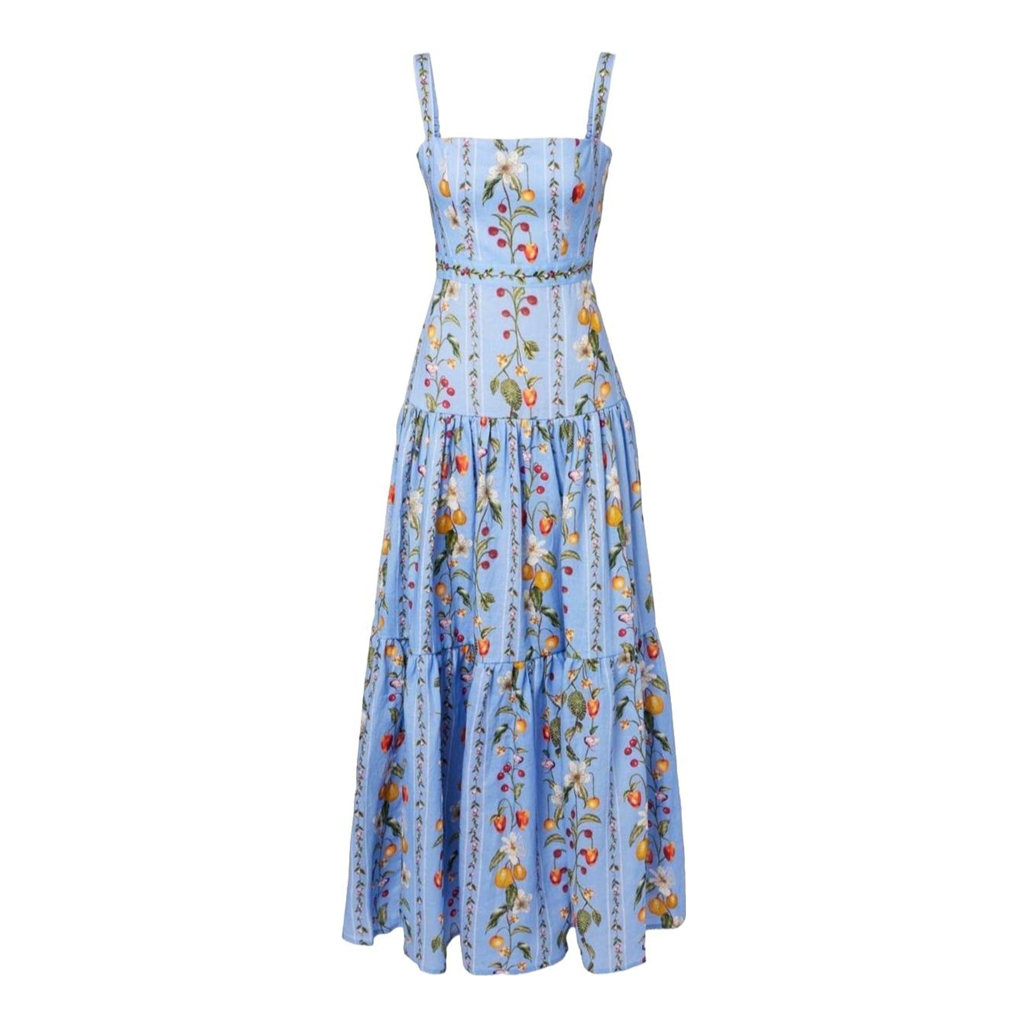 Agua By Agua Bendita | Nispero Tiered Embroidered Printed Linen Midi Dress