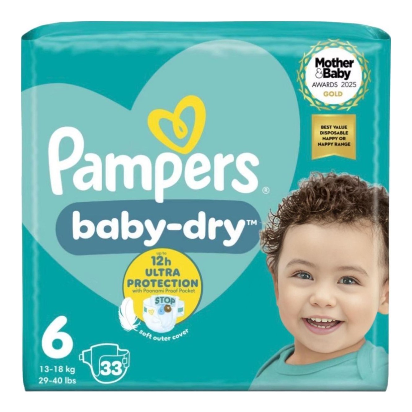 Baby-Dry Size 6, 33 Nappies, Essential Pack