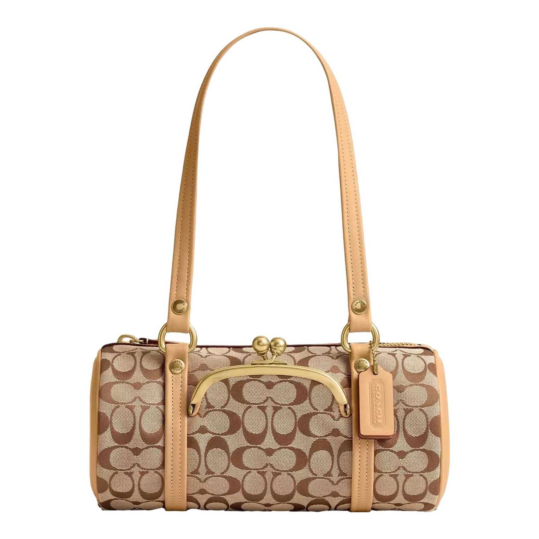 Kisslock Barrel Bag 28 In Signature Jacquard