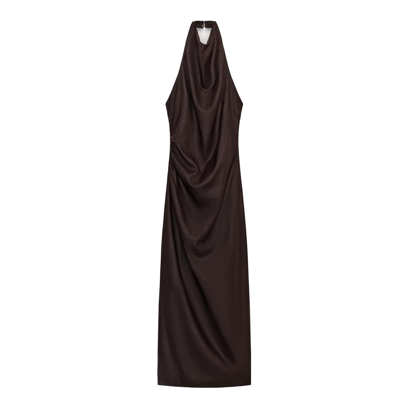 macy's linen blend halter midi dress Lands' End Women's Sleeveless The architectural crossover neckline and belted waist make it an ideal choice for summer weddings Abercrombie & Fitch Premium Linen