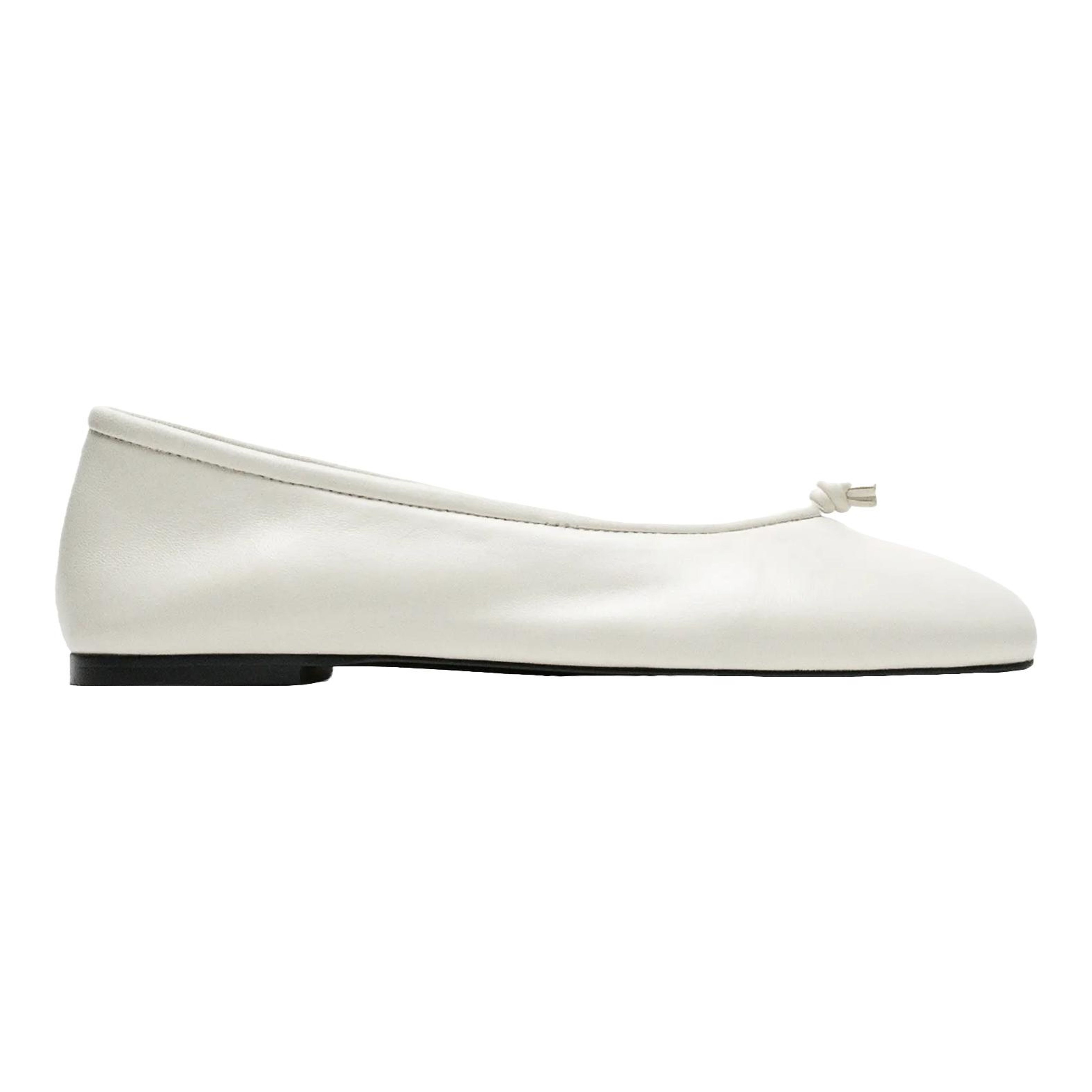 Leather knot ballet flat - WHITE