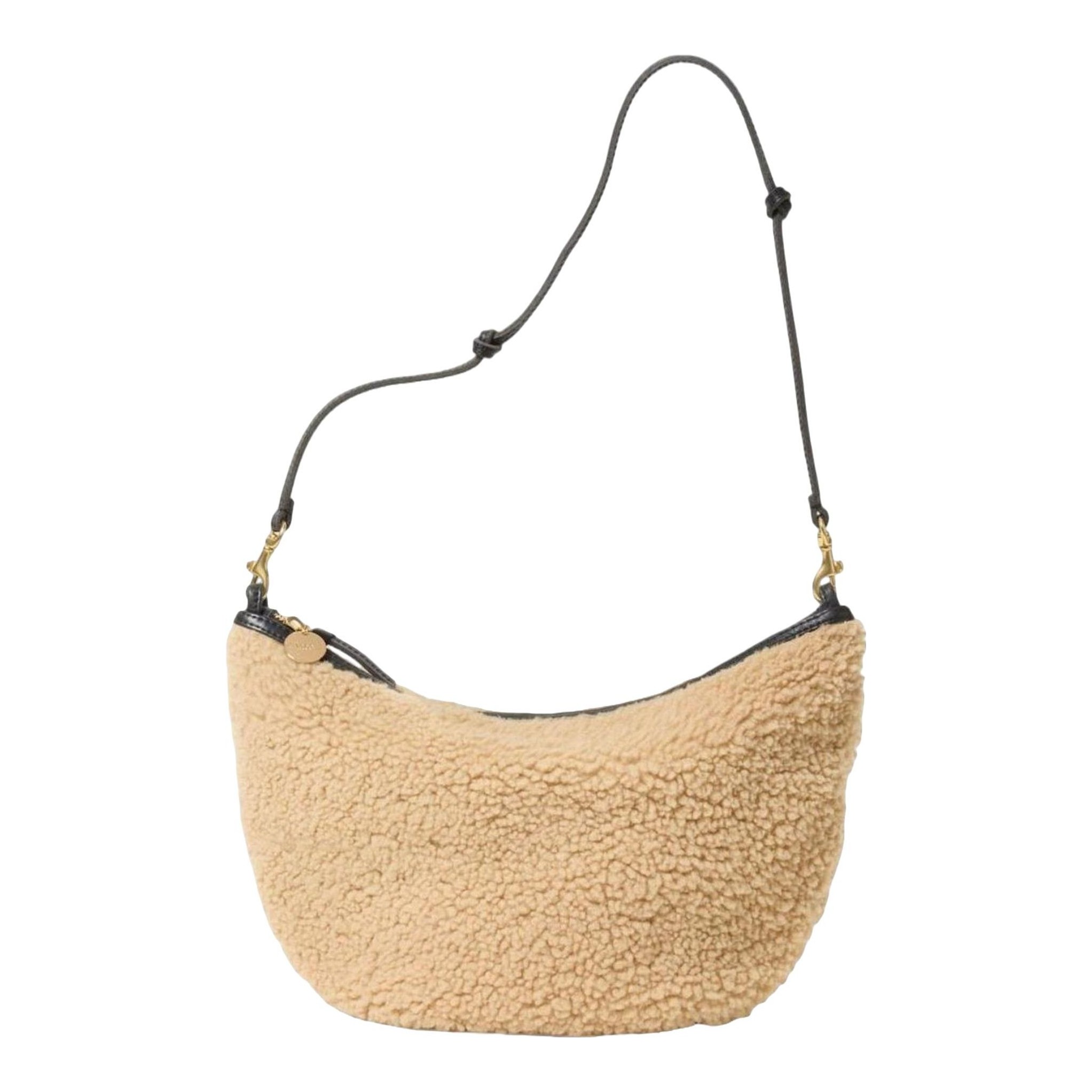 Lune Shearling  and Leather Shoulder Bag