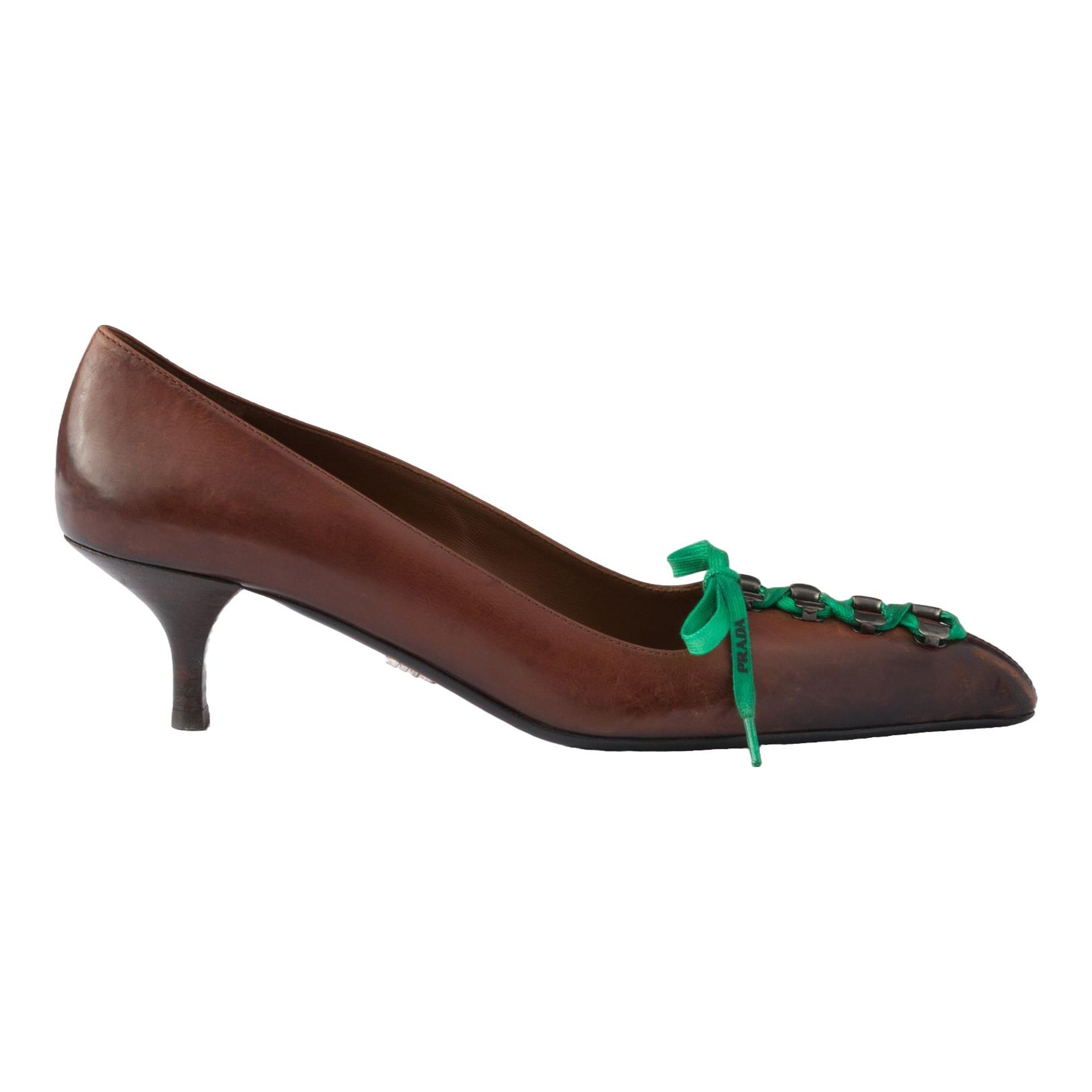 Antiqued leather pumps