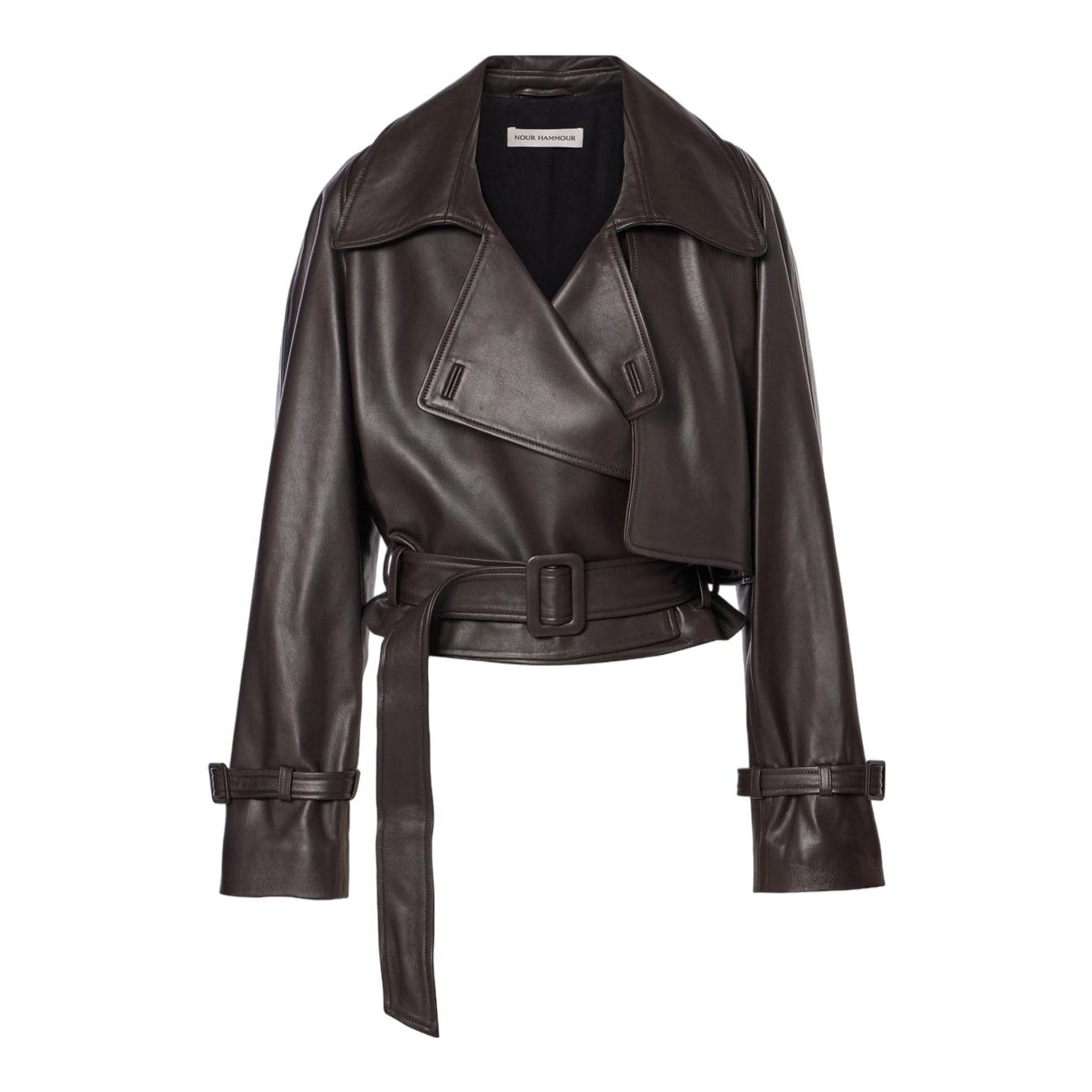 Hatti Leather Cropped Jacket (Dark Chocolate)