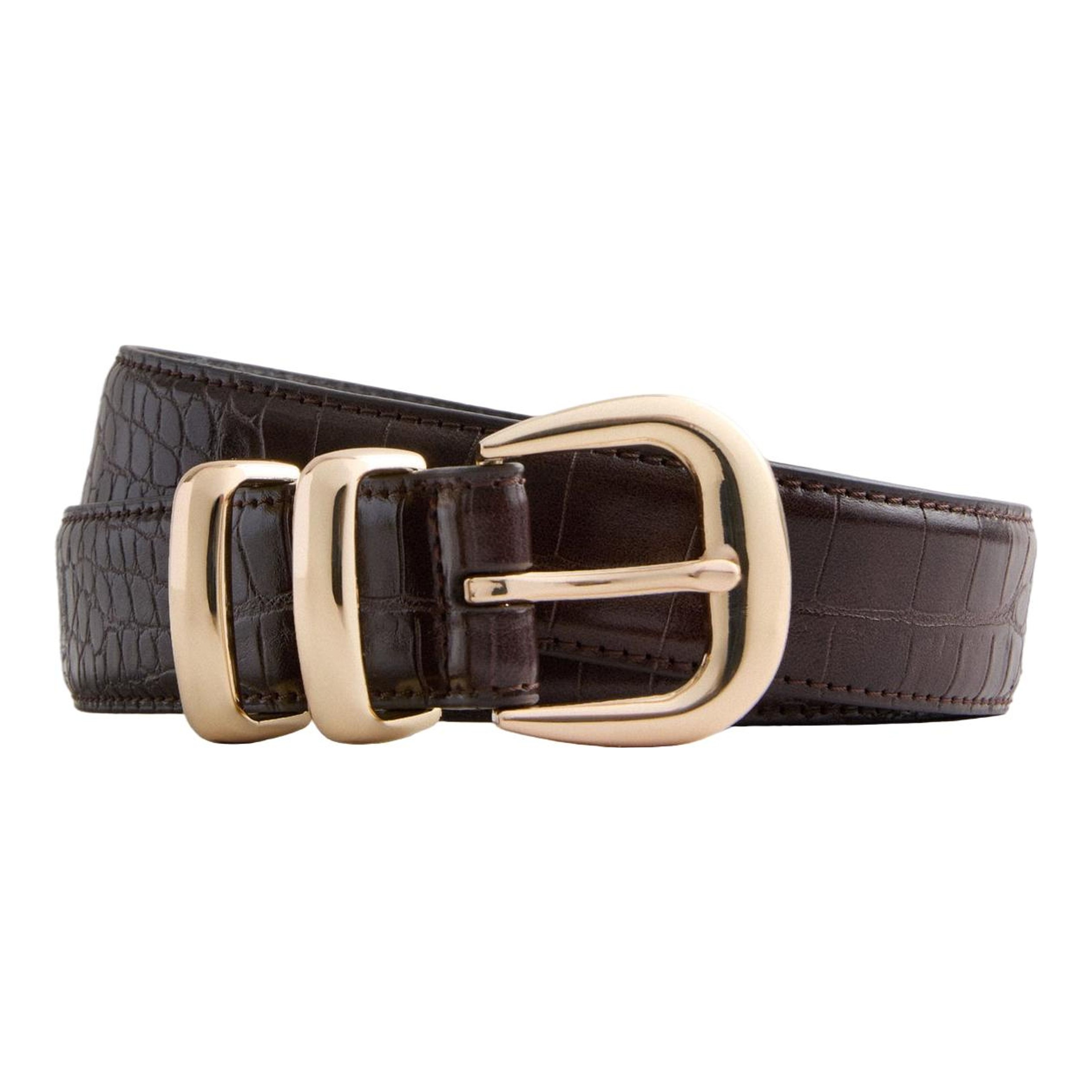 Croc-Embossed Western Belt