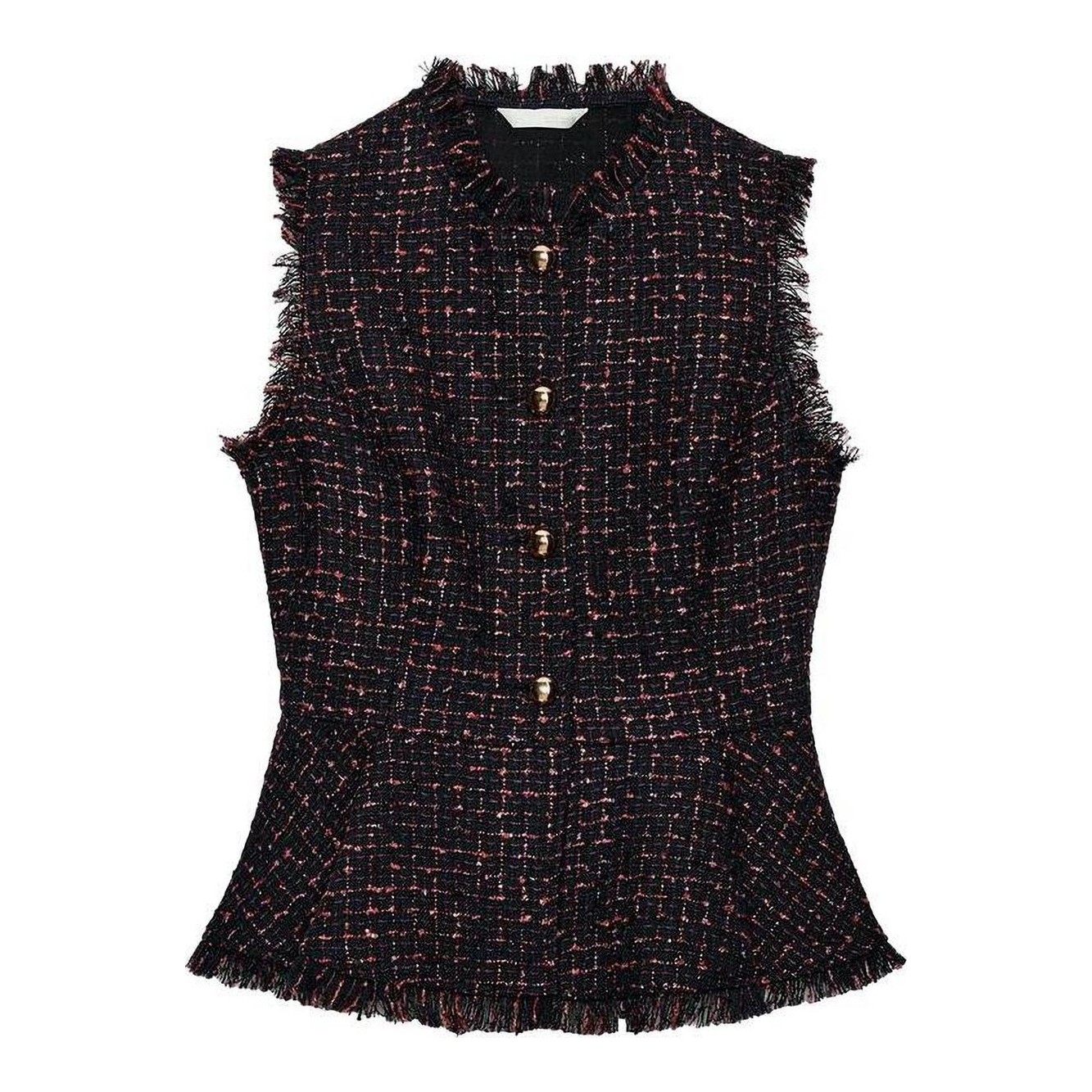 Textured Frayed Metallic Yarn Vest