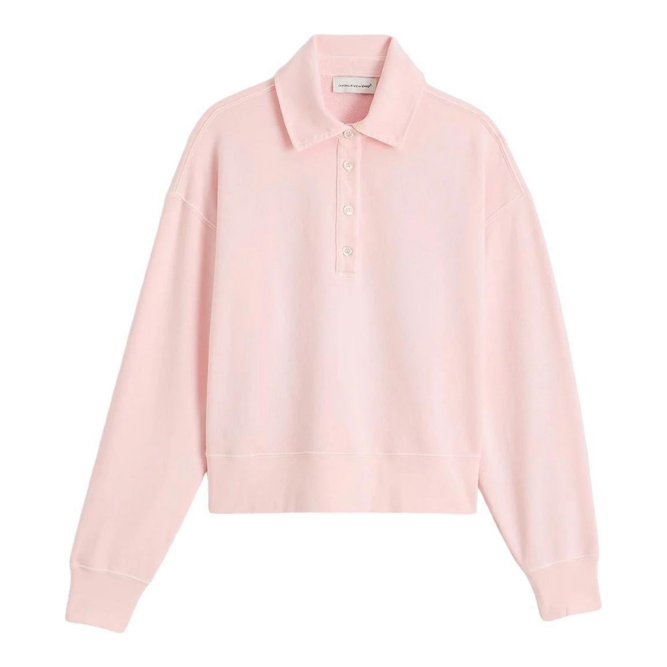 French Terry Button Polo Sweatshirt