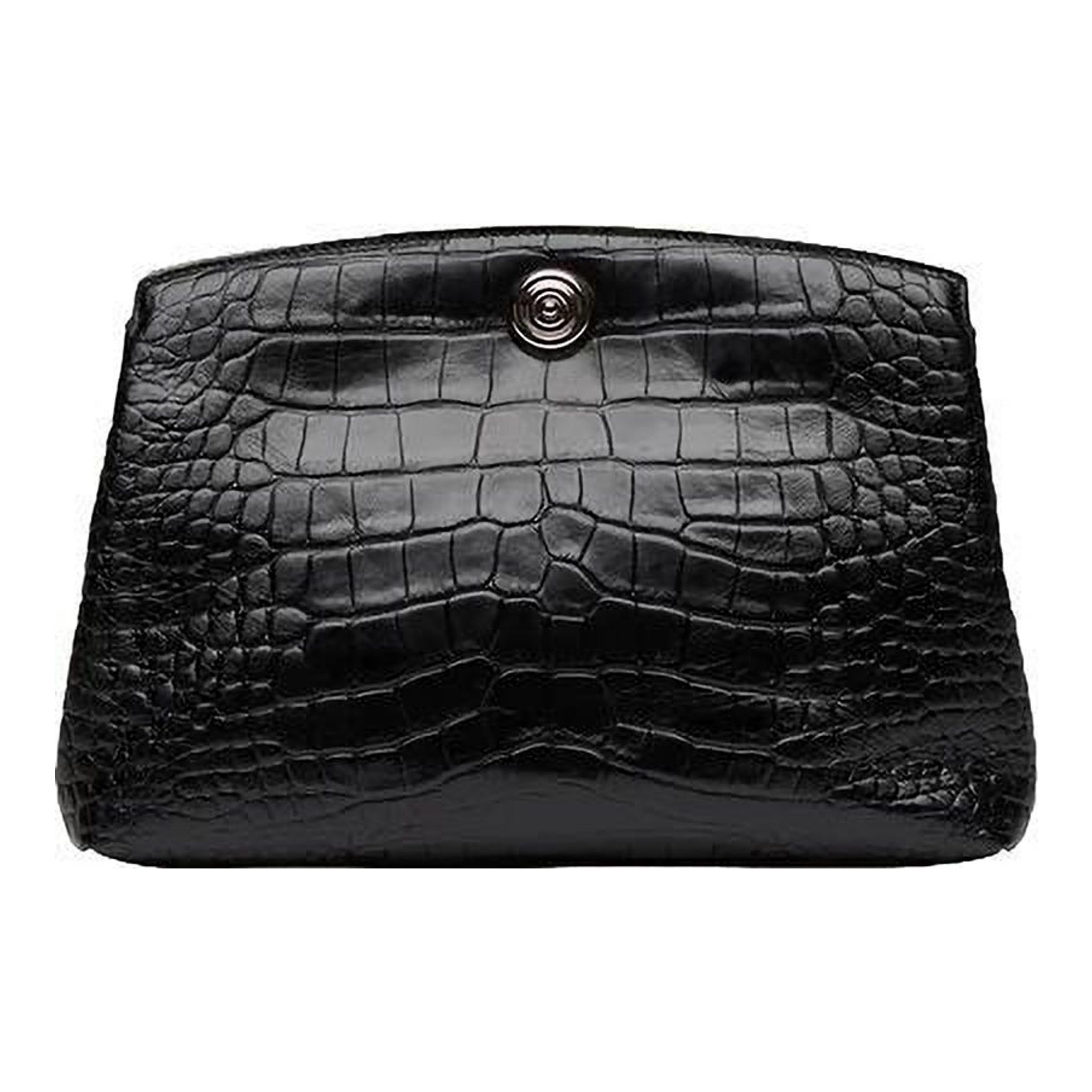 Pushlock Pouch Croc-Embossed Leather